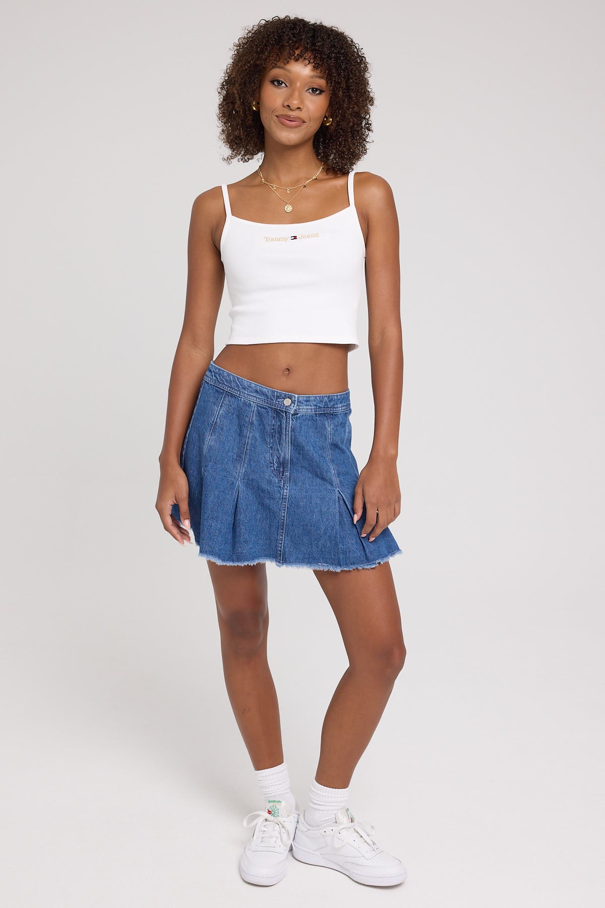 Tommy Jeans Crop Gold Linear Strap Top White