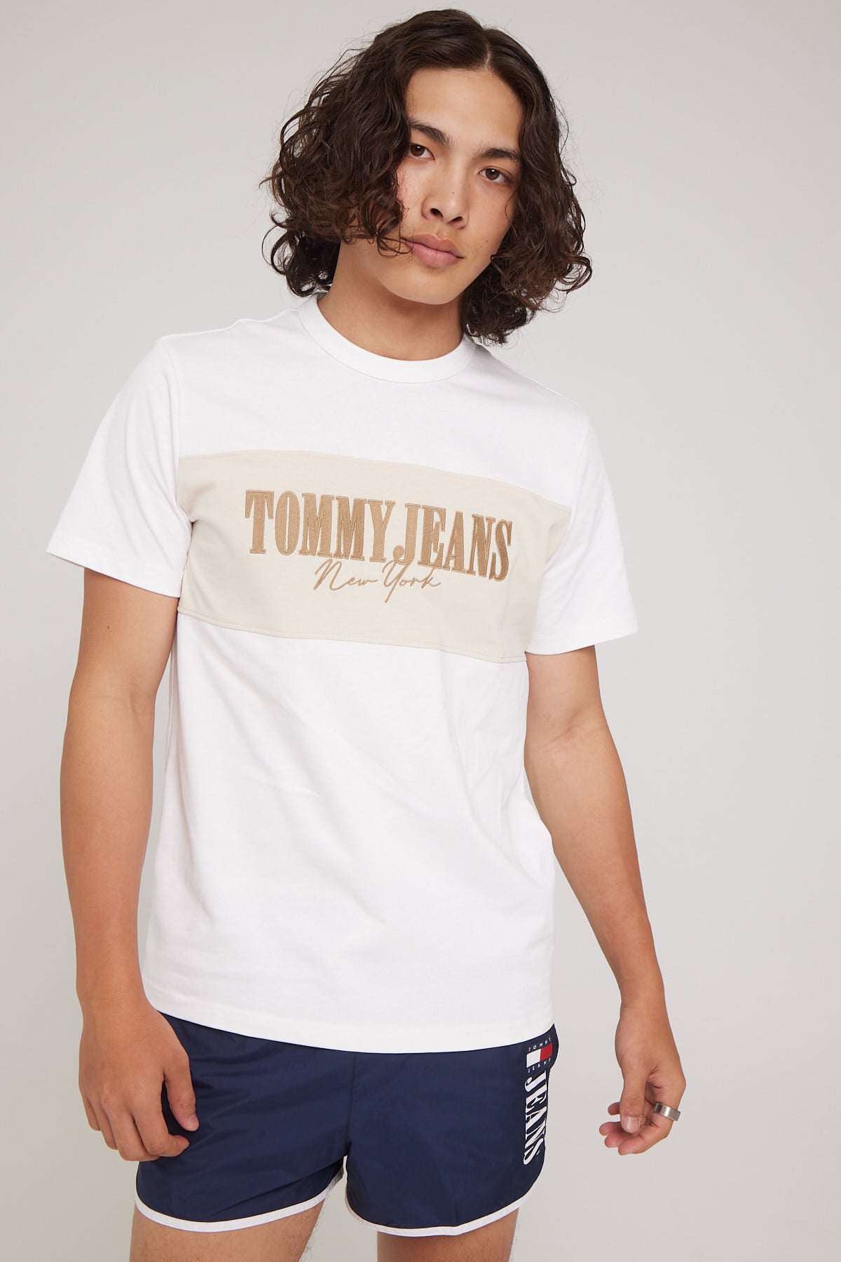 Tommy Jeans TJM Regular Linear Block Tee White