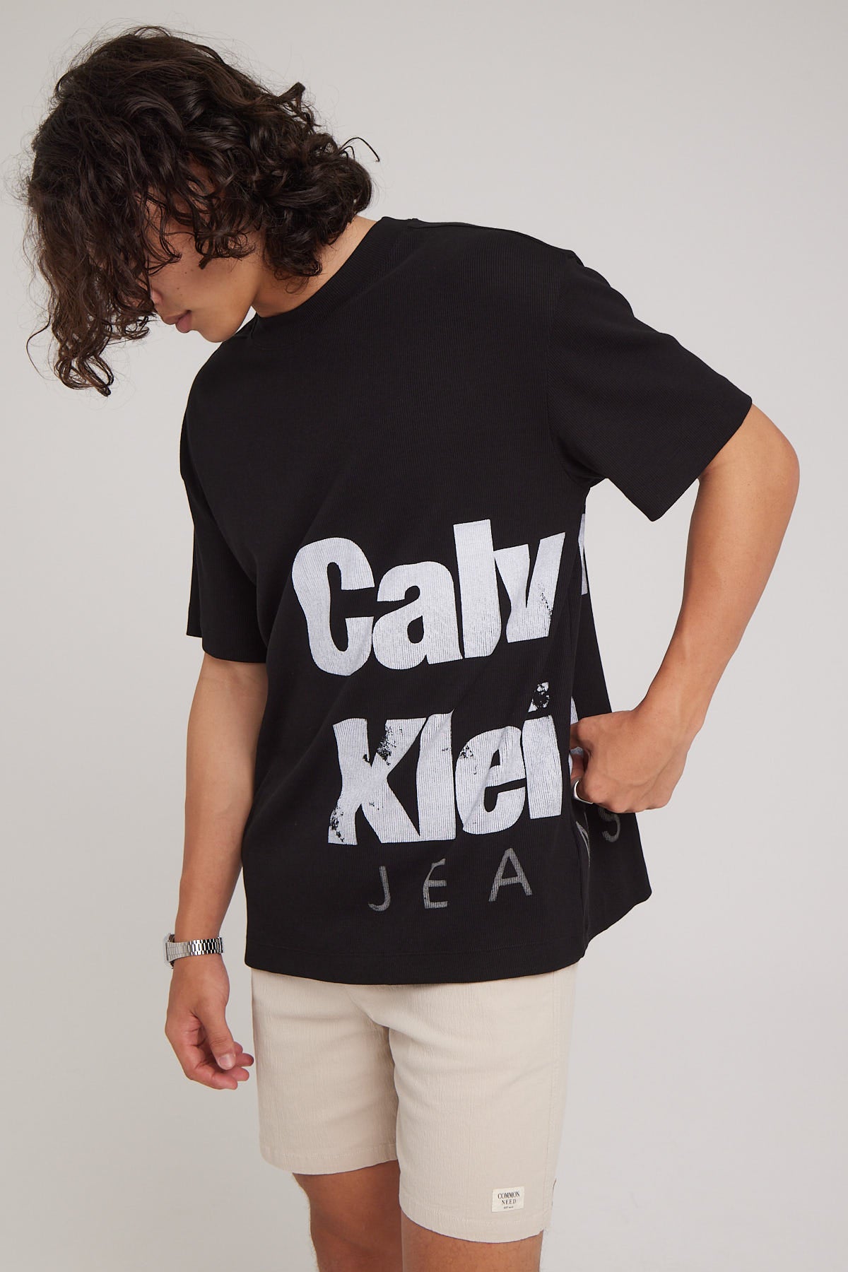 Calvin Klein Bold Institutional Rib Tee CK Black