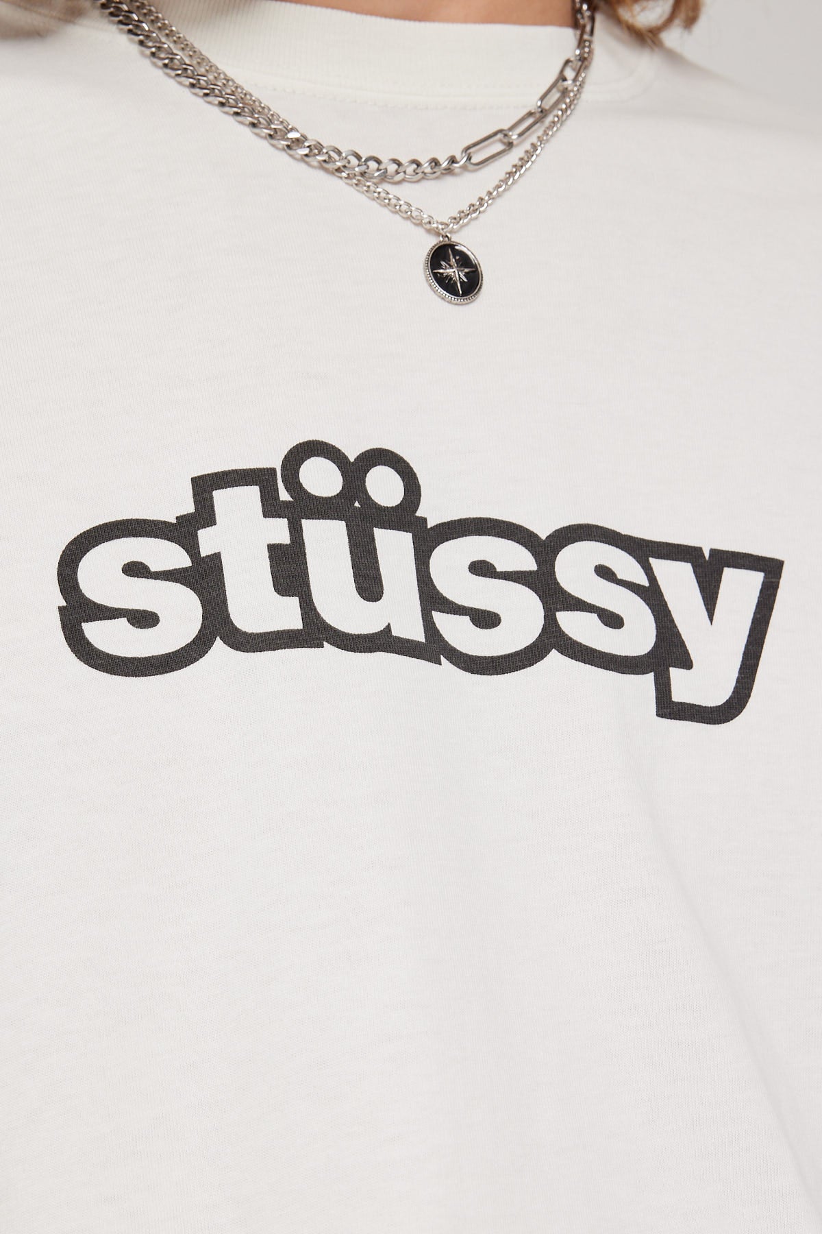 Stussy Thick 50-50 Pigment Short Sleeve Tee Pigment Washed White