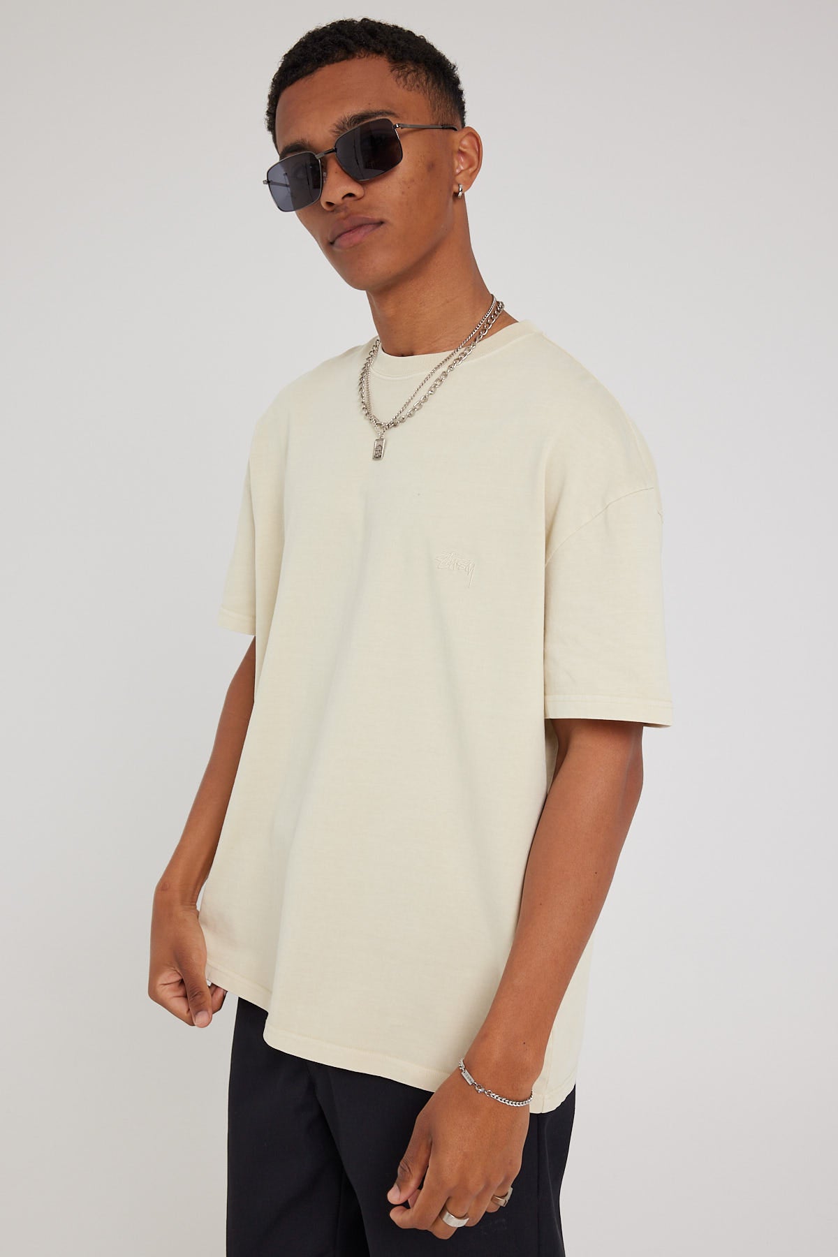 Stussy Pigment Dyed Crew Short Sleeve Tee Natural