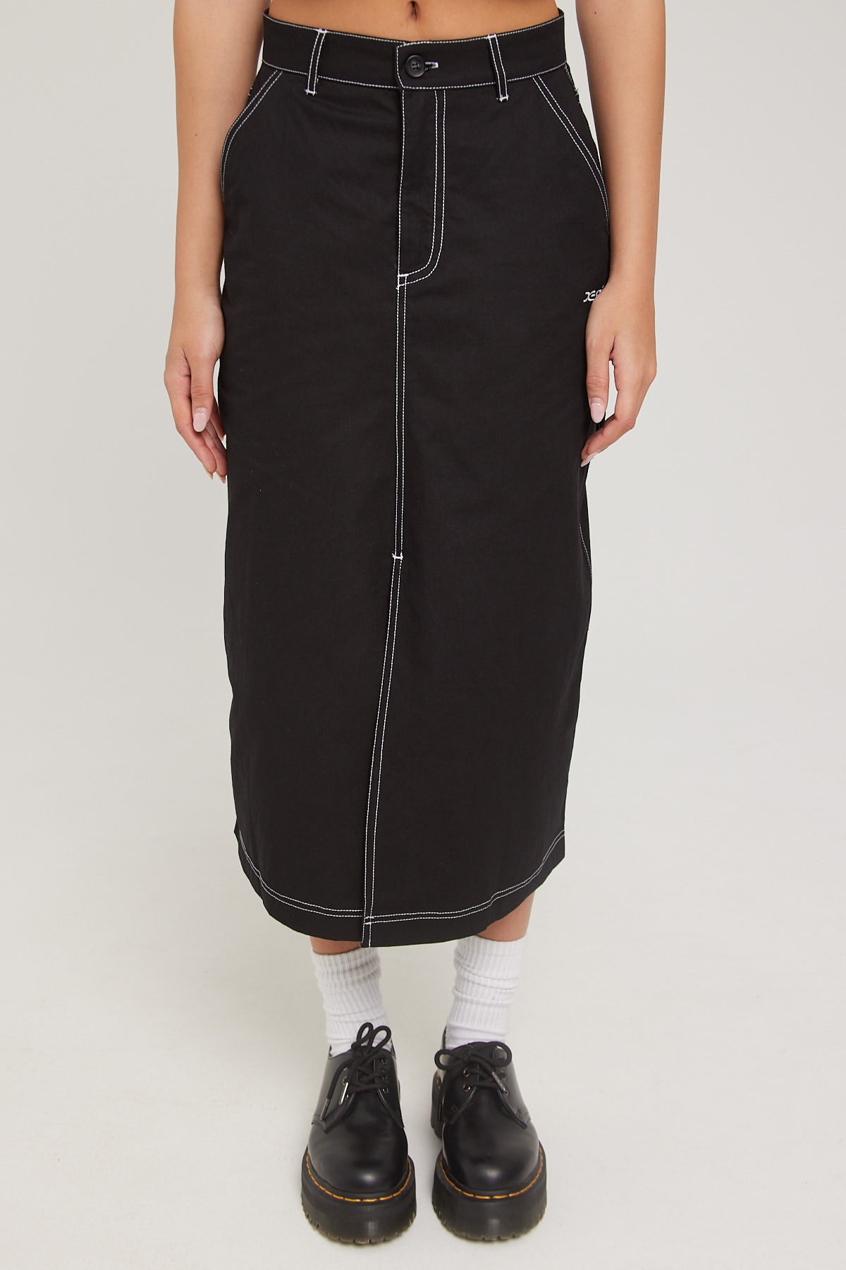 X-girl Contrast Stitch Midi Skirt Black – Universal Store