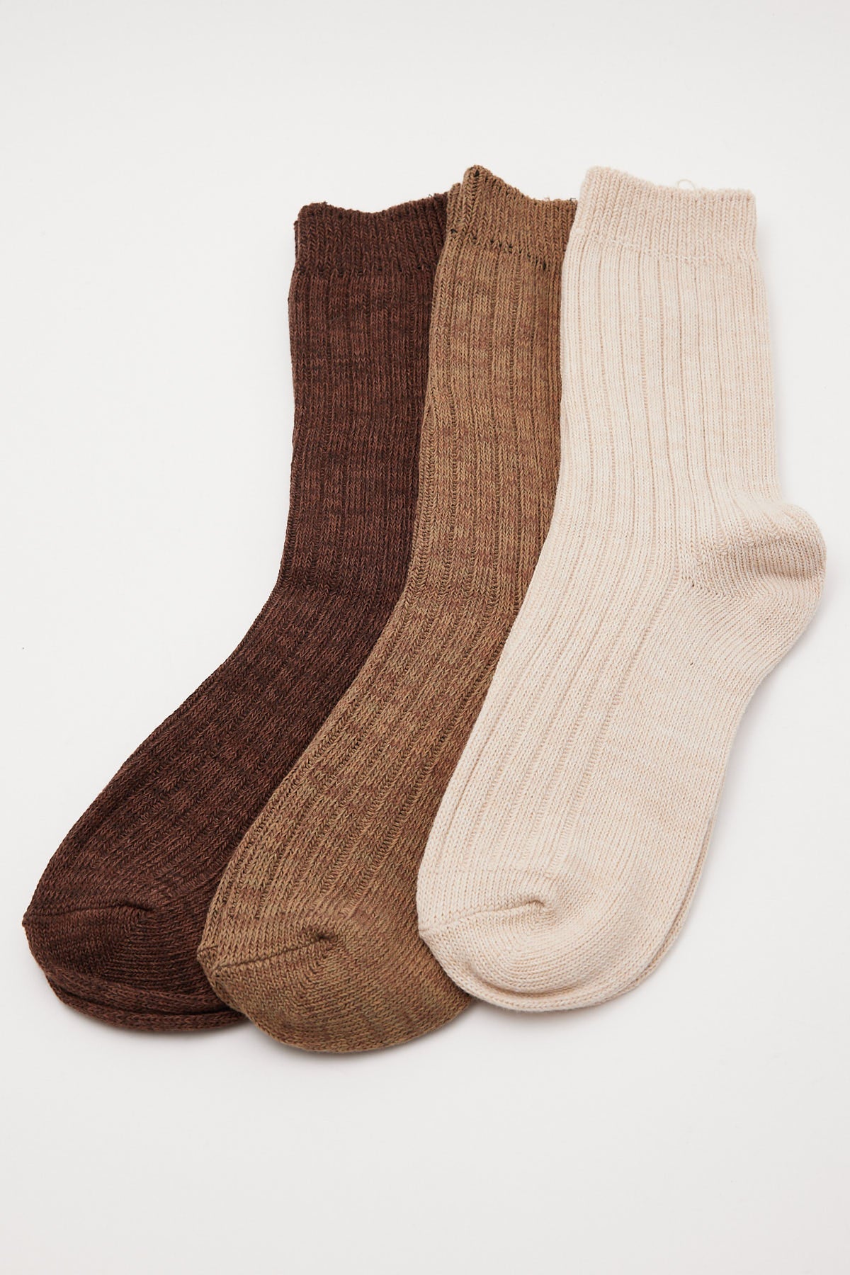 Common Need Marle Socks 3 Pack Natural/Choc/Sage