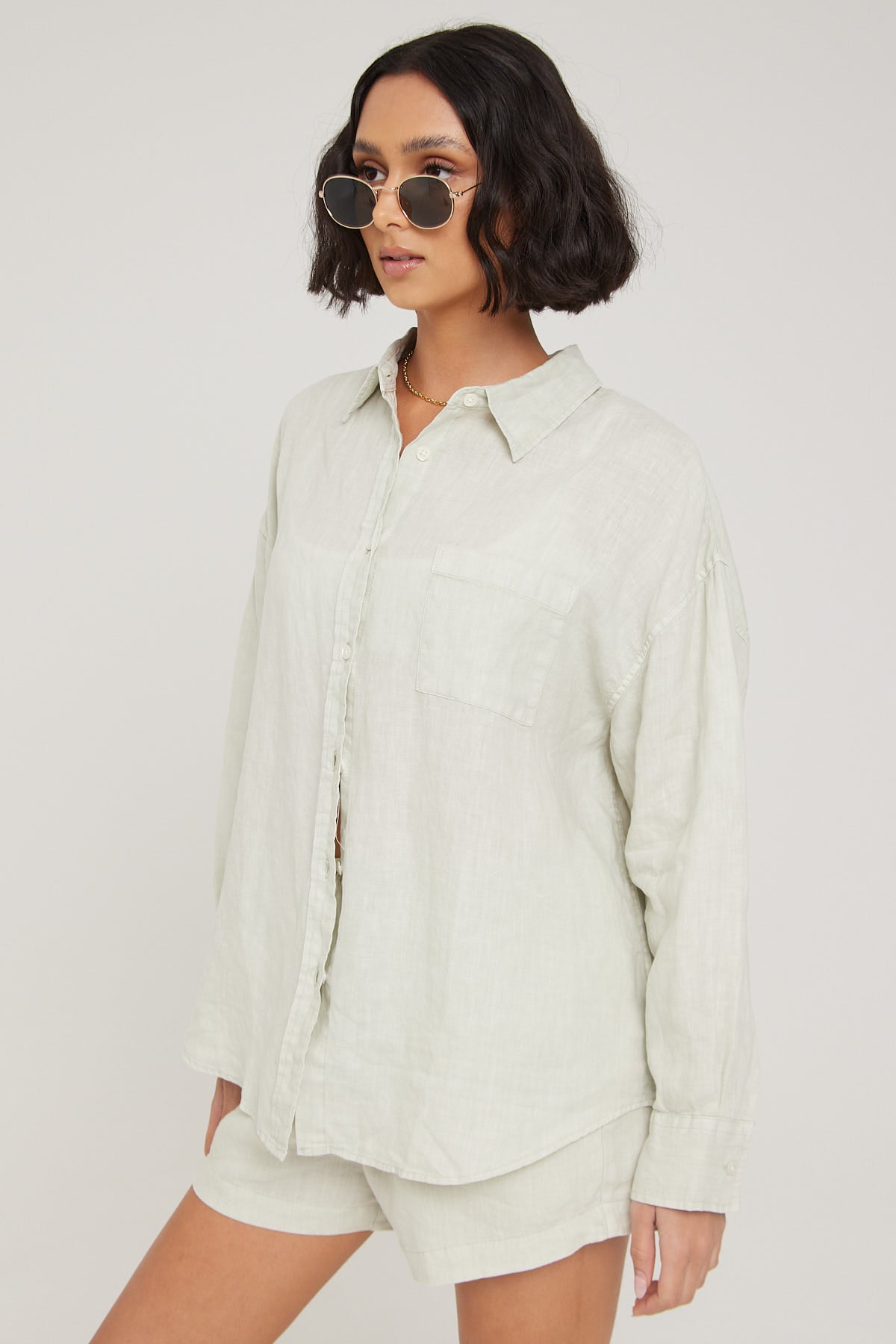 Academy Brand Hampton Linen Shirt Sage Green