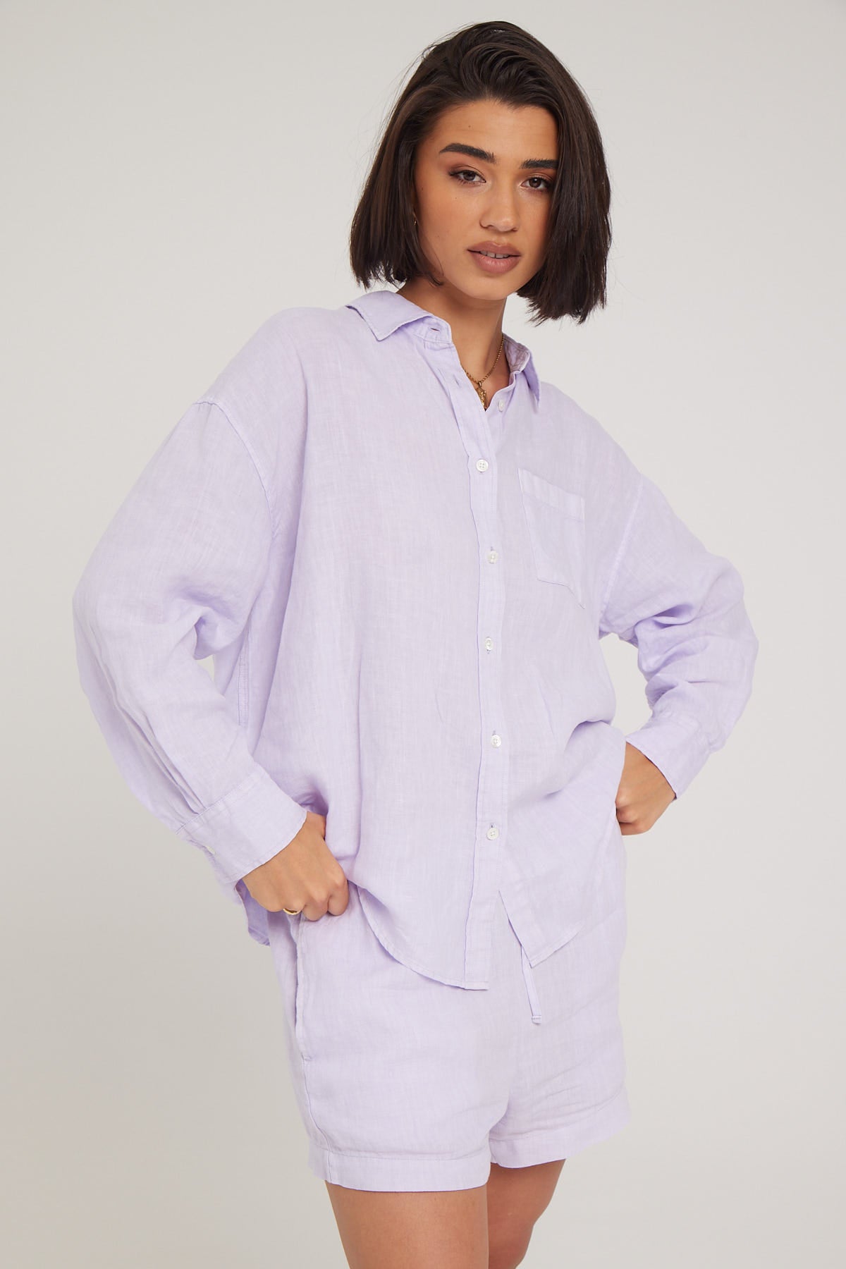 Academy Brand Hampton Linen Shirt Lavendar