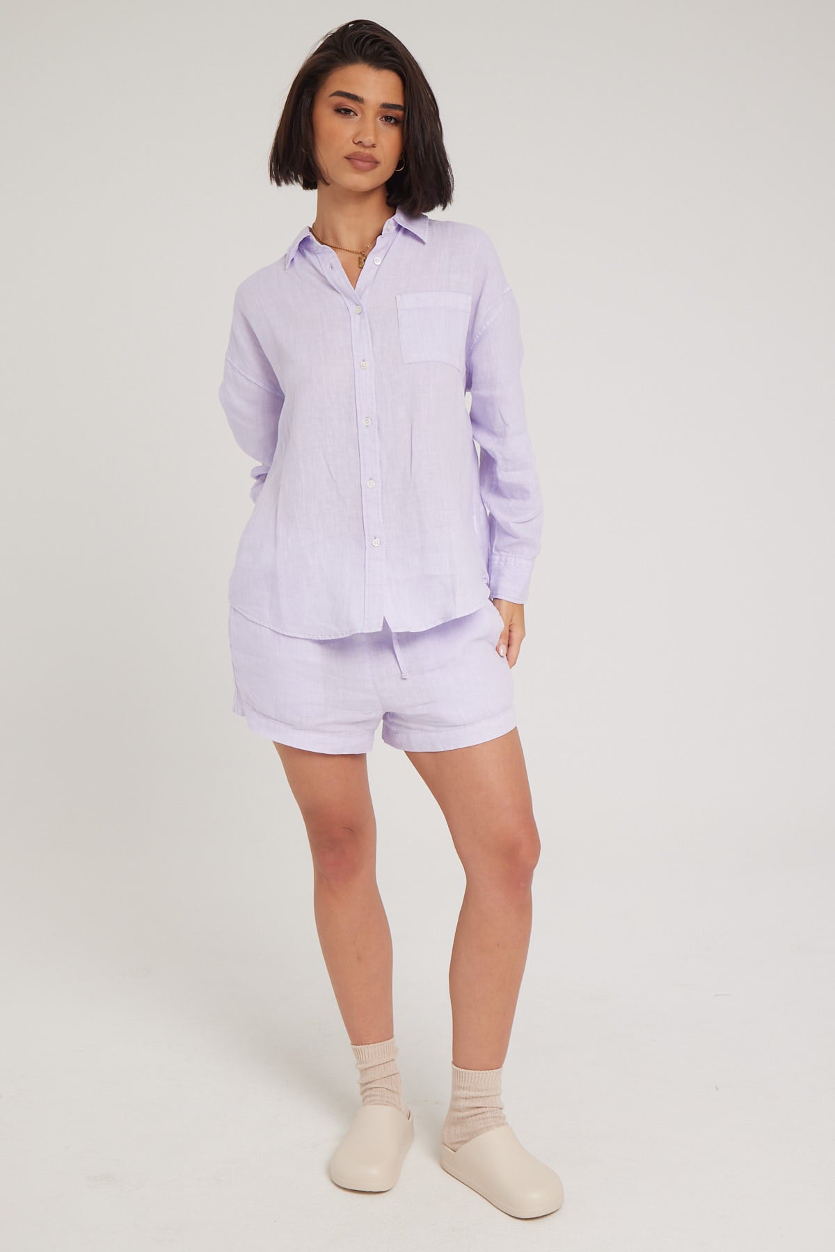 Academy Brand Hampton Linen Shirt Lavendar