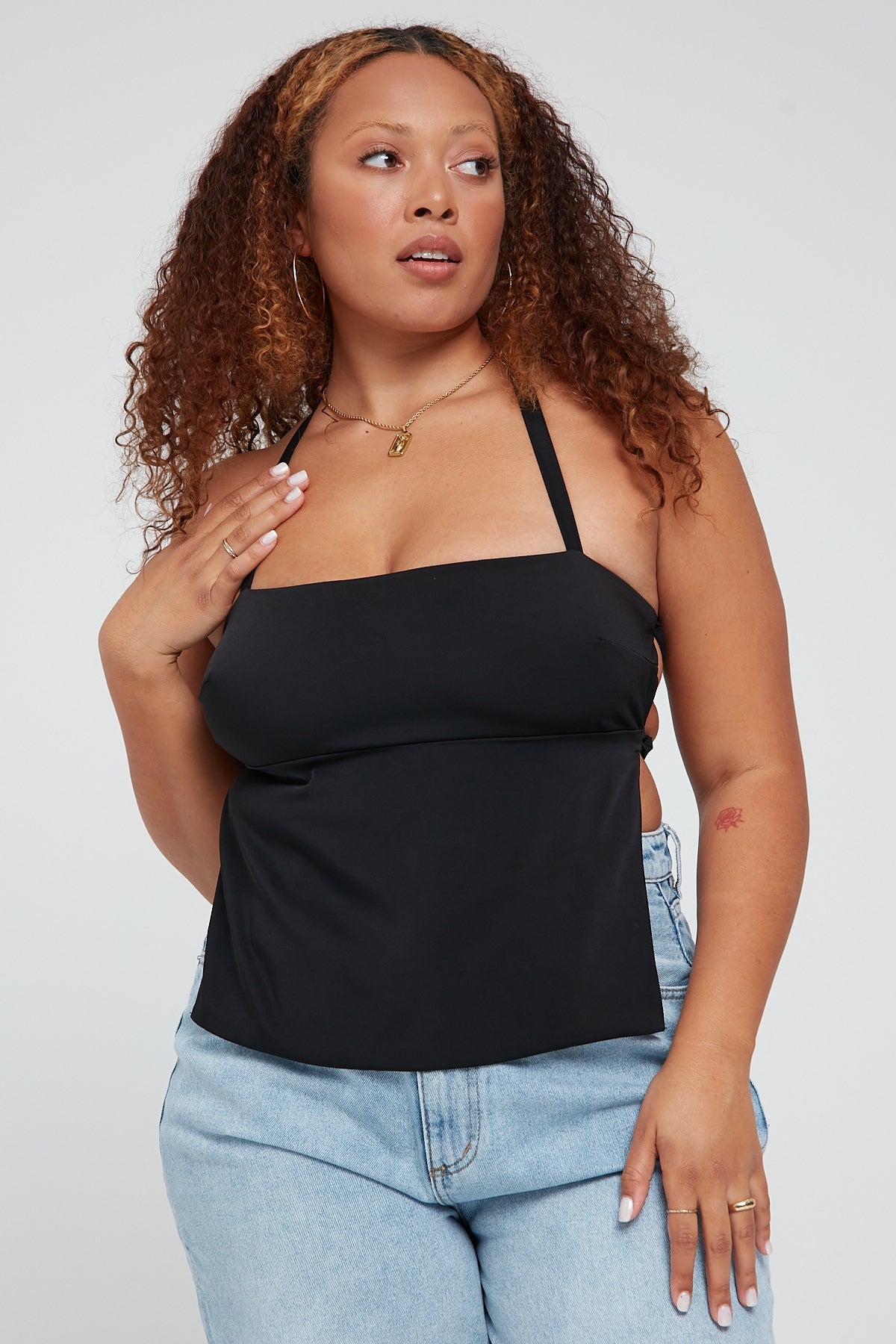 Perfect Stranger Lace Up Back Top Black