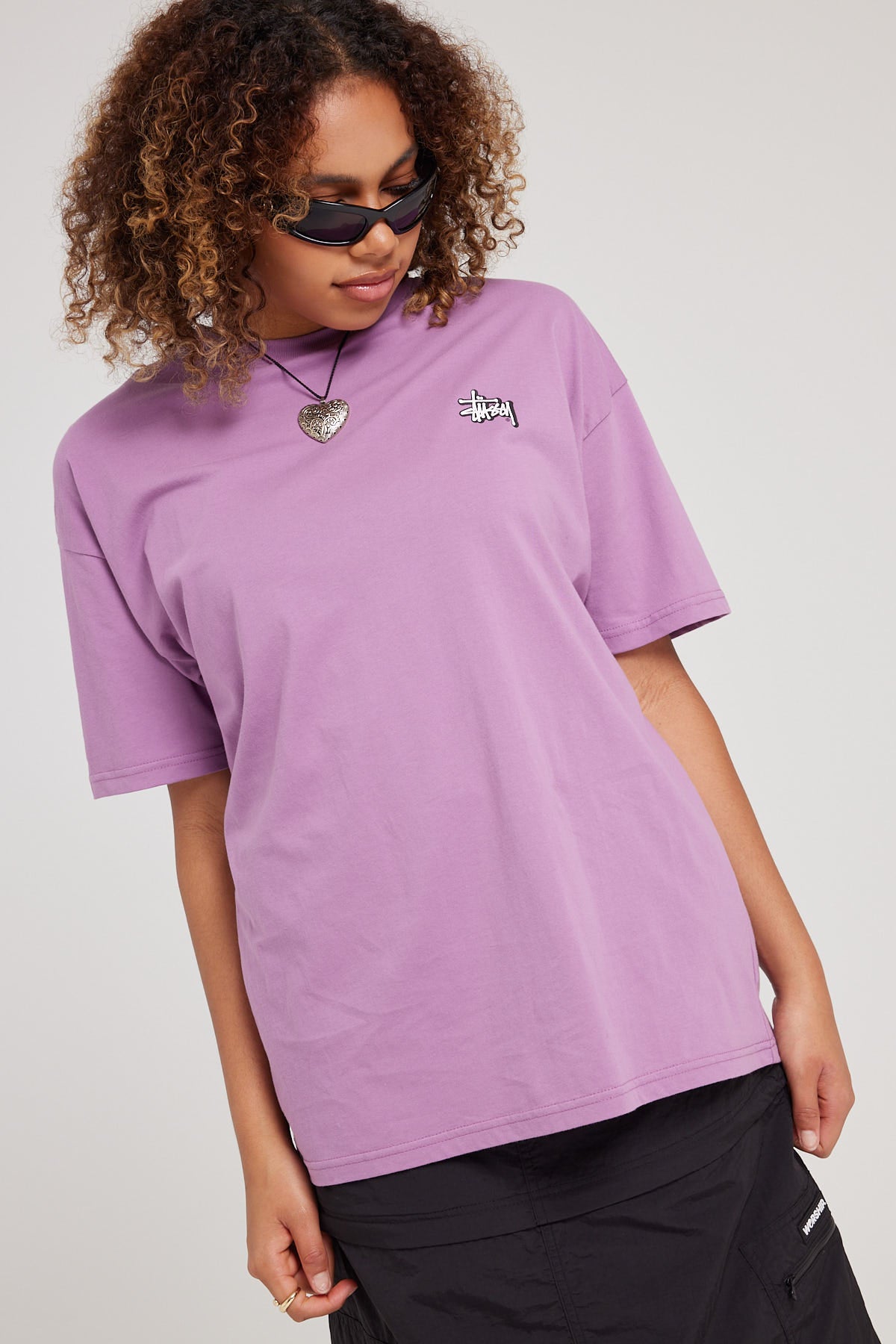 Stussy Offset Graffiti Relaxed Tee Orchid