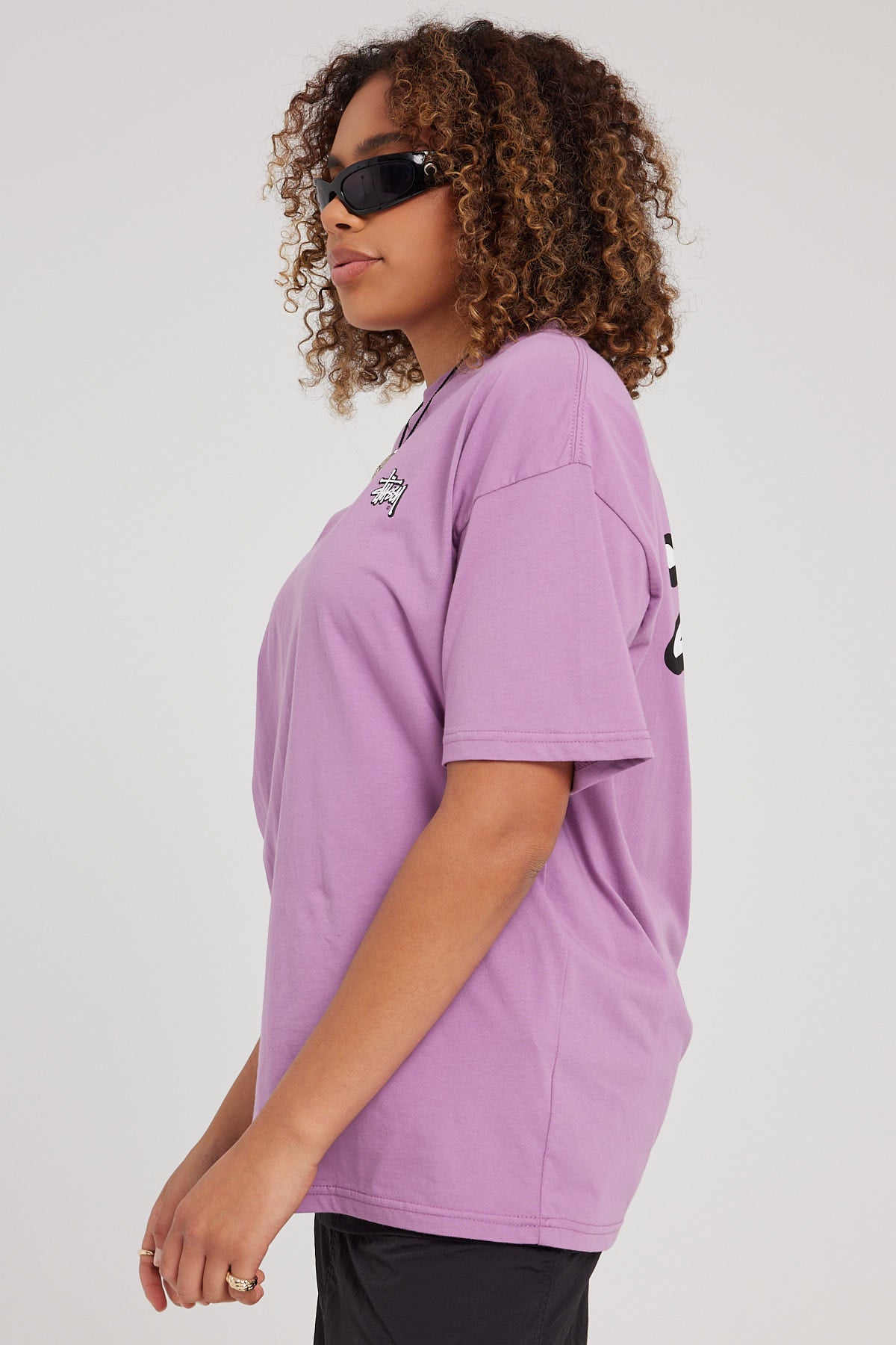 Stussy Offset Graffiti Relaxed Tee Orchid
