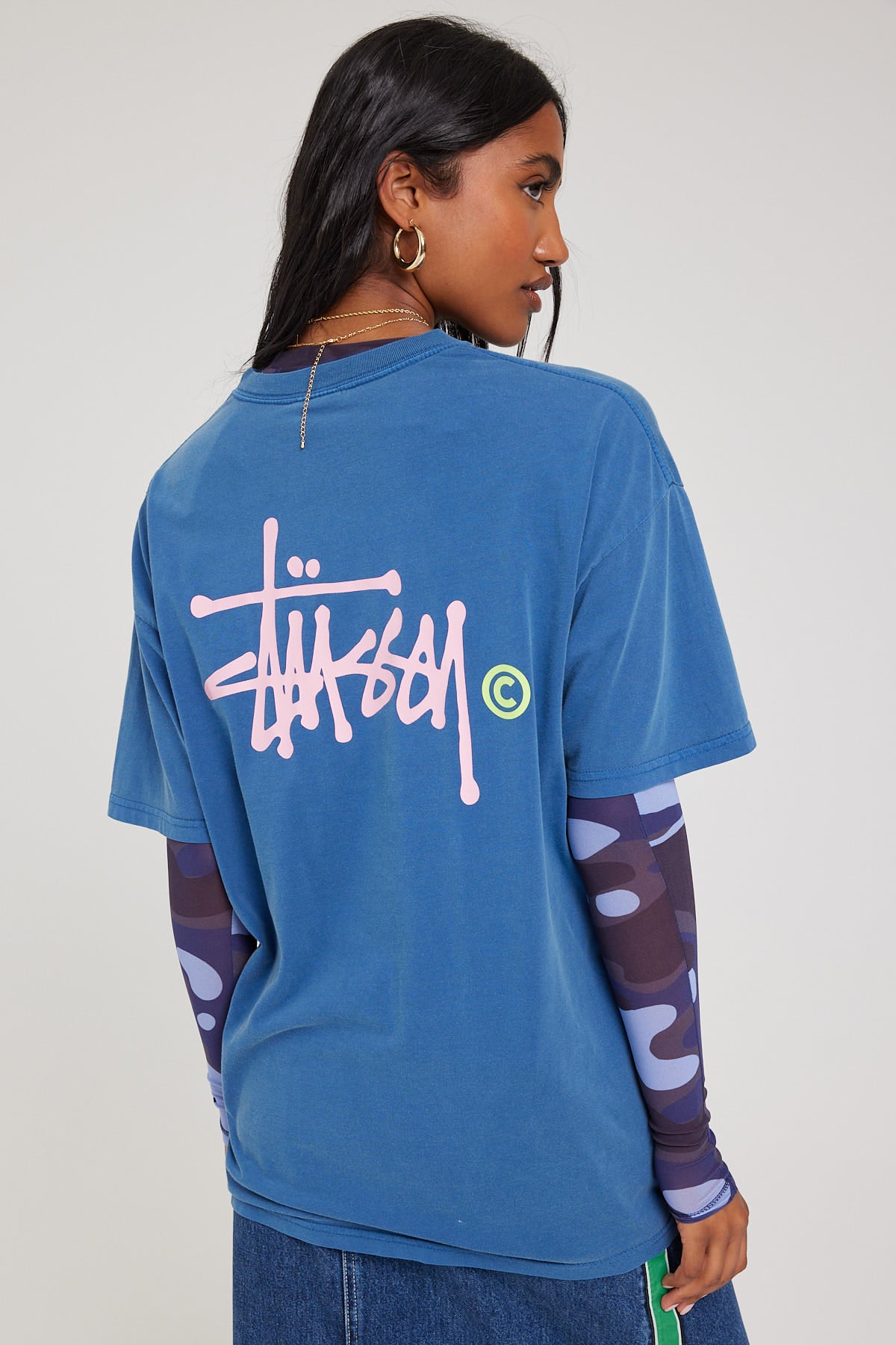 Stussy Graffiti Pigment Relaxed Tee Pigment Blue Pink