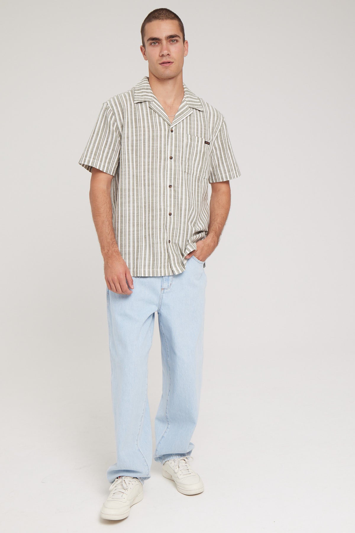 Wrangler Resort Shirt Sage Stripe