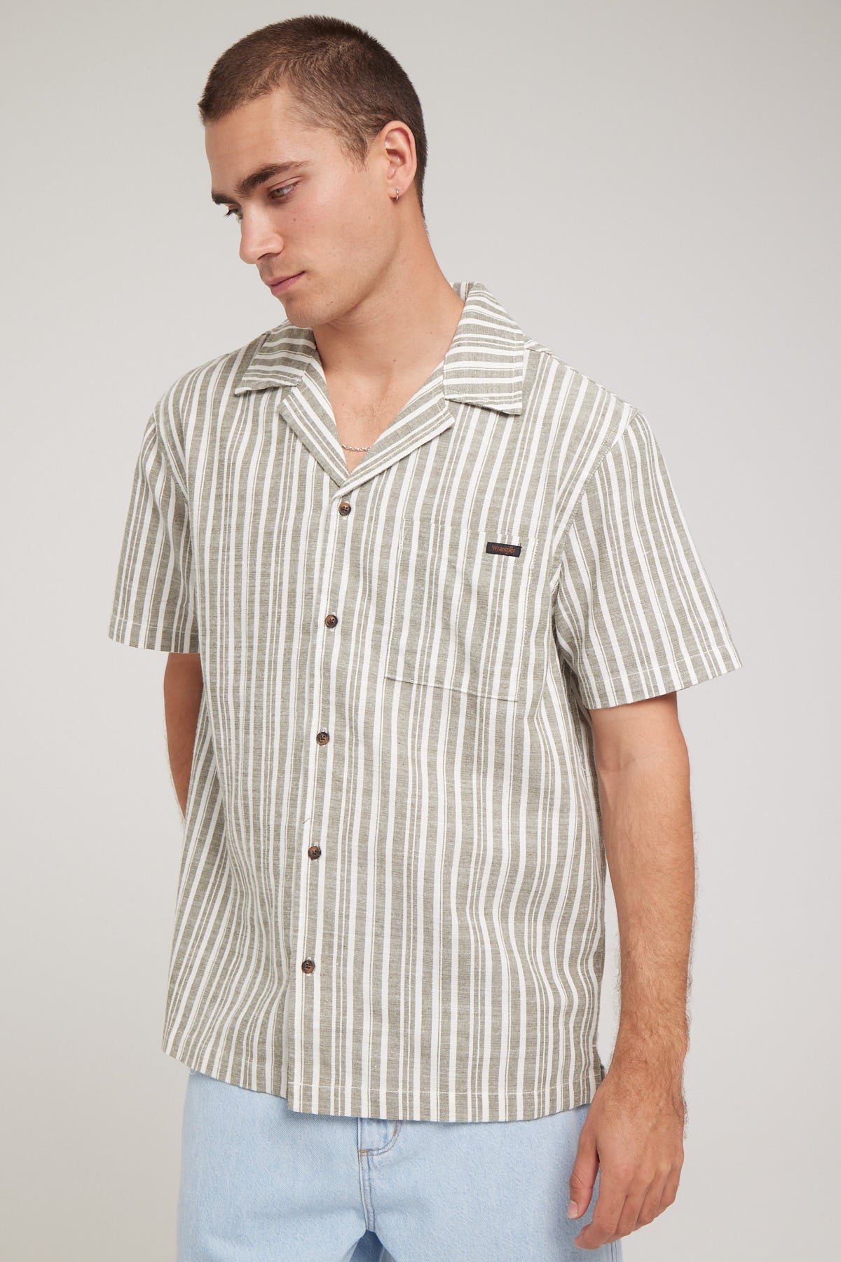 Wrangler Resort Shirt Sage Stripe