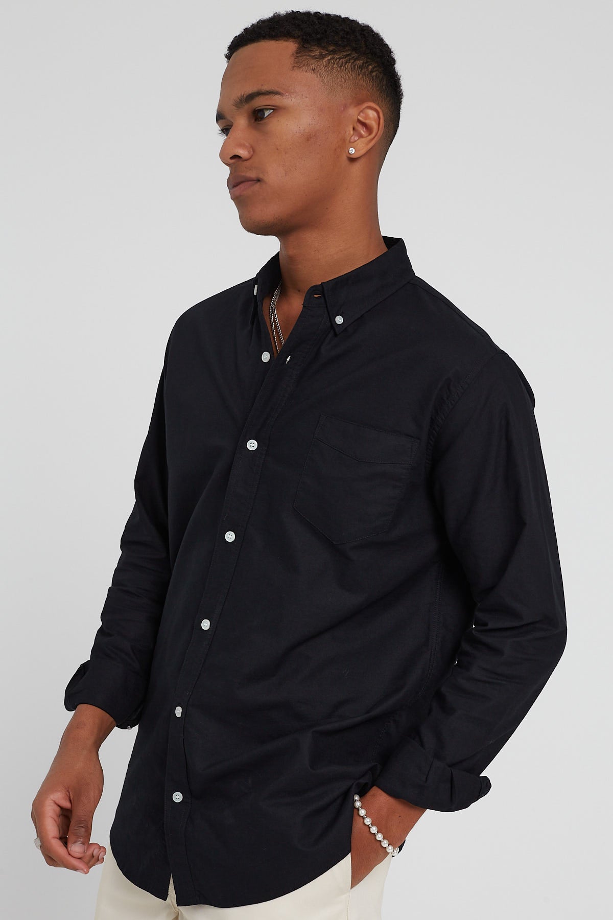 As Colour Oxford Long Sleeve Shirt Black