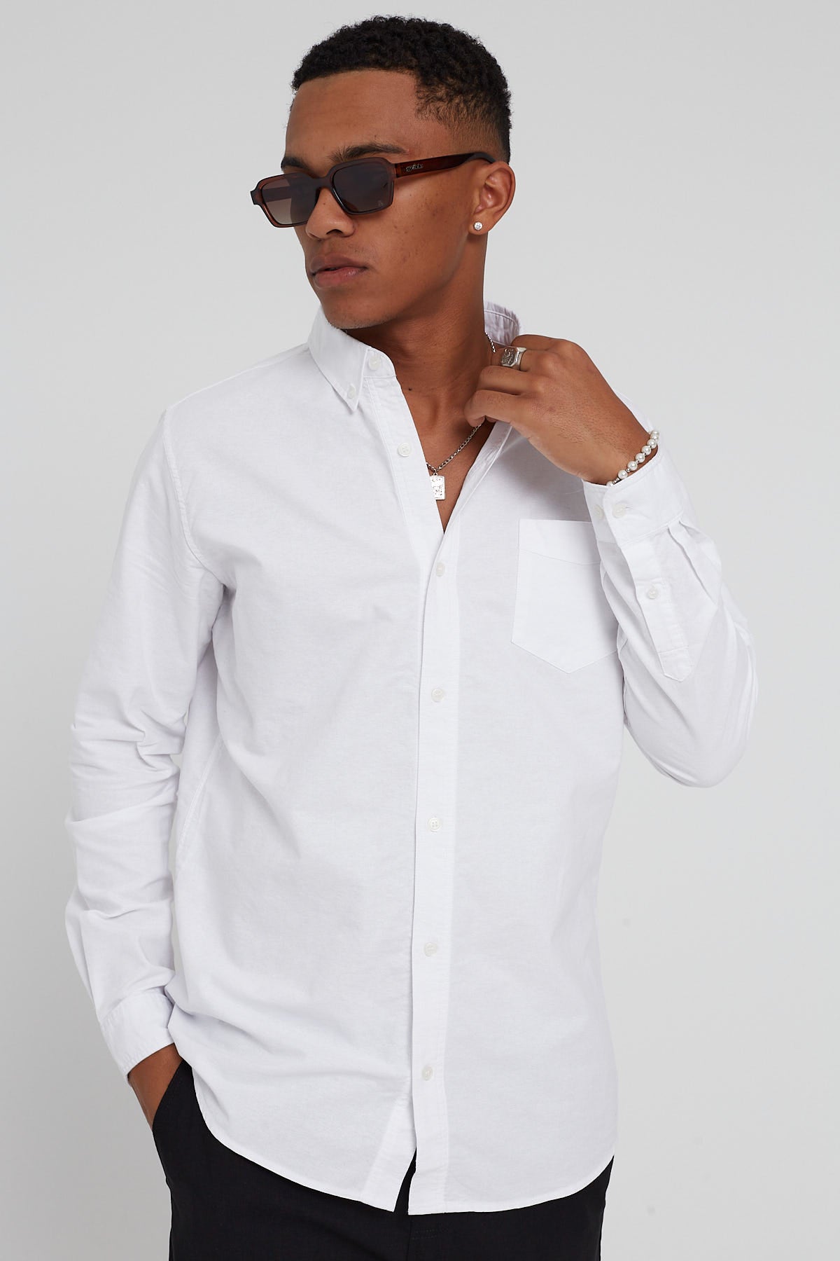 As Colour Ofxord Long Sleeve Shirt White