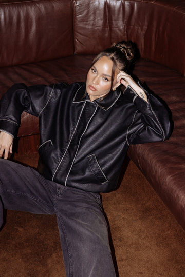 Perfect Stranger Washed Maxx Bomber Black