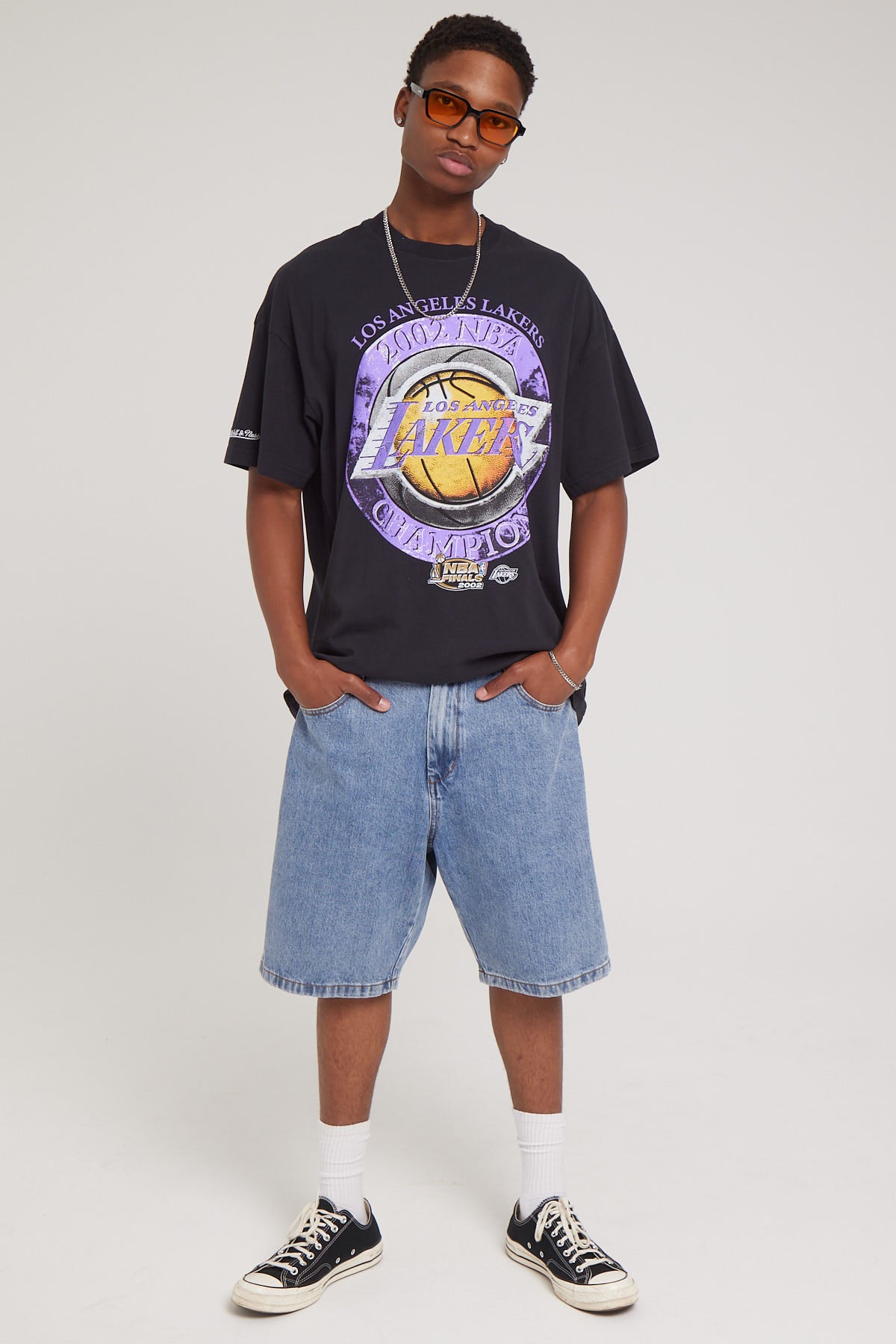 Mitchell & Ness Lakers Tour Tee Faded Black