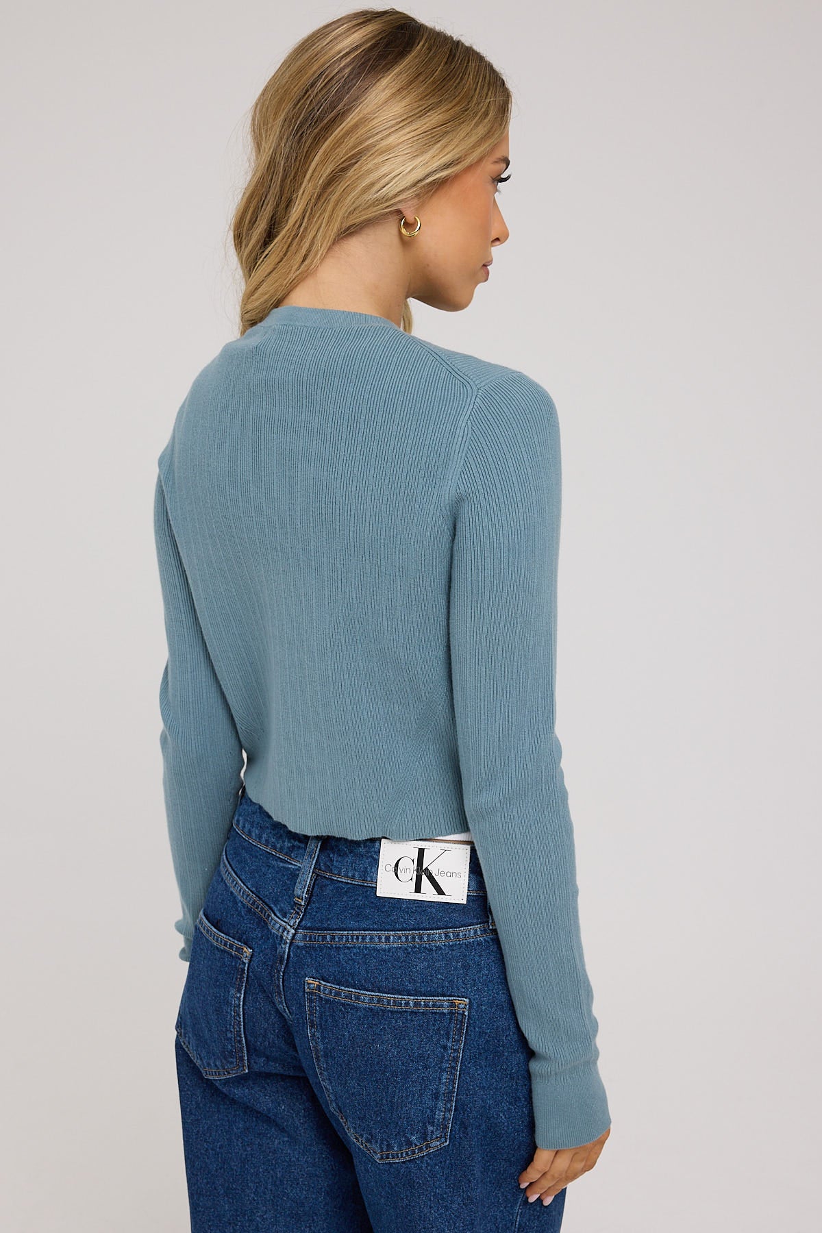 Calvin Klein Women's  Jeans V-Neck Chevron Sweater Blue Size S