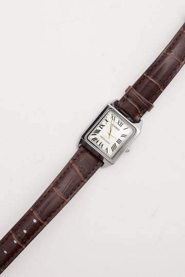 Casio LTPV007L-9B Ladies Analogue Watch Brown Croc/Silver