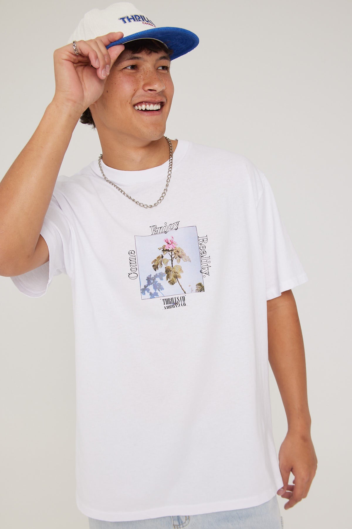 Thrills Come Enjoy Reality Merch Fit Tee Lucent White