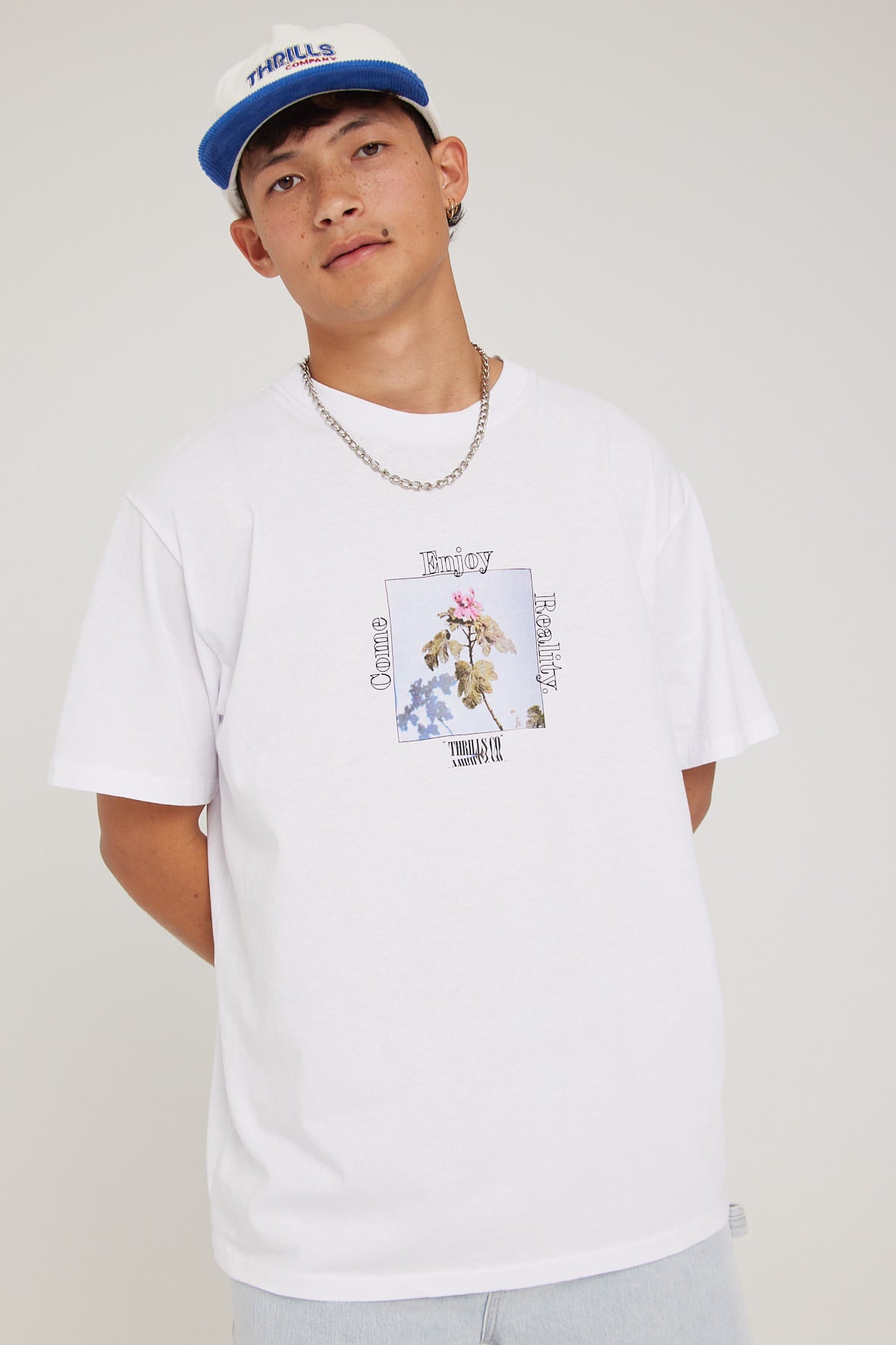 Thrills Come Enjoy Reality Merch Fit Tee Lucent White