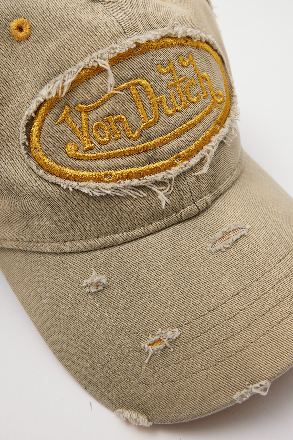 Von Dutch Dad Cap Embroidery Patch Destroyed Khaki