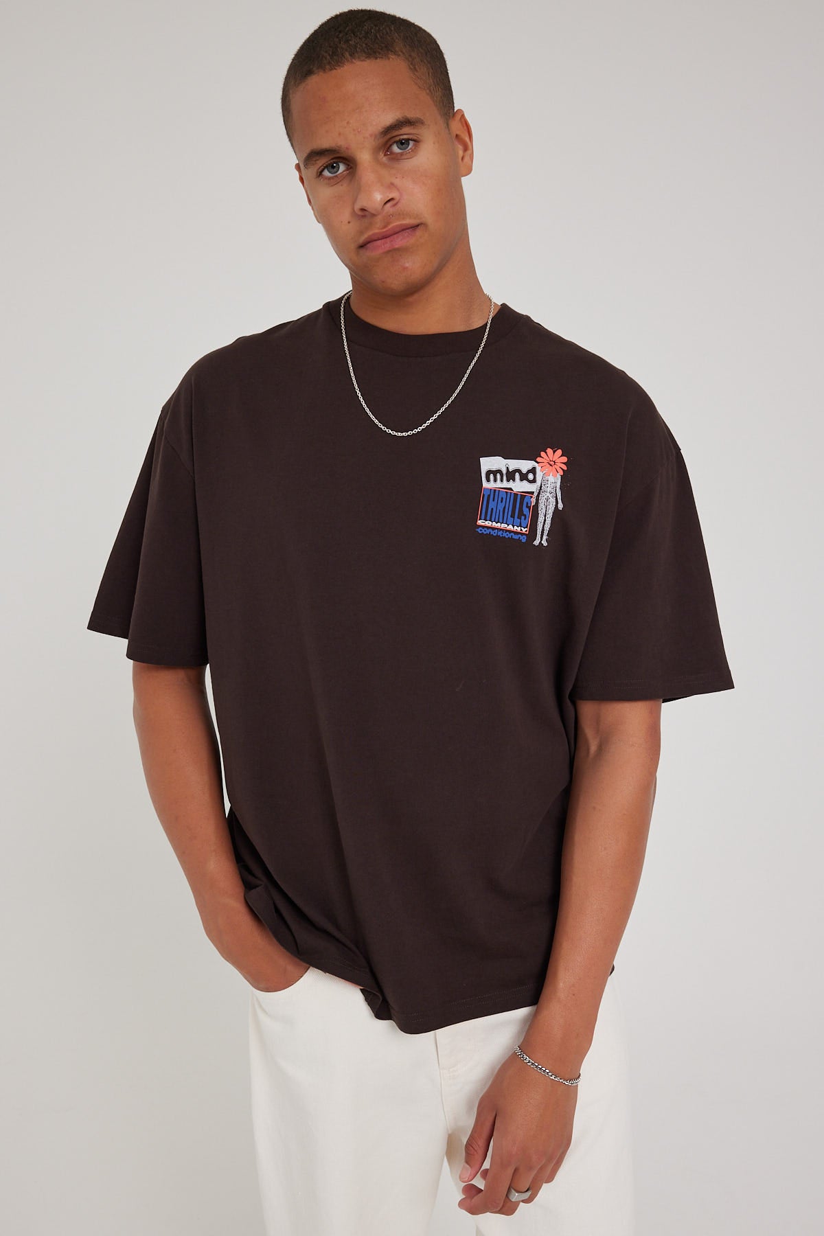 Thrills Mind Conditioning Box Fit Oversize Tee Postal Brown