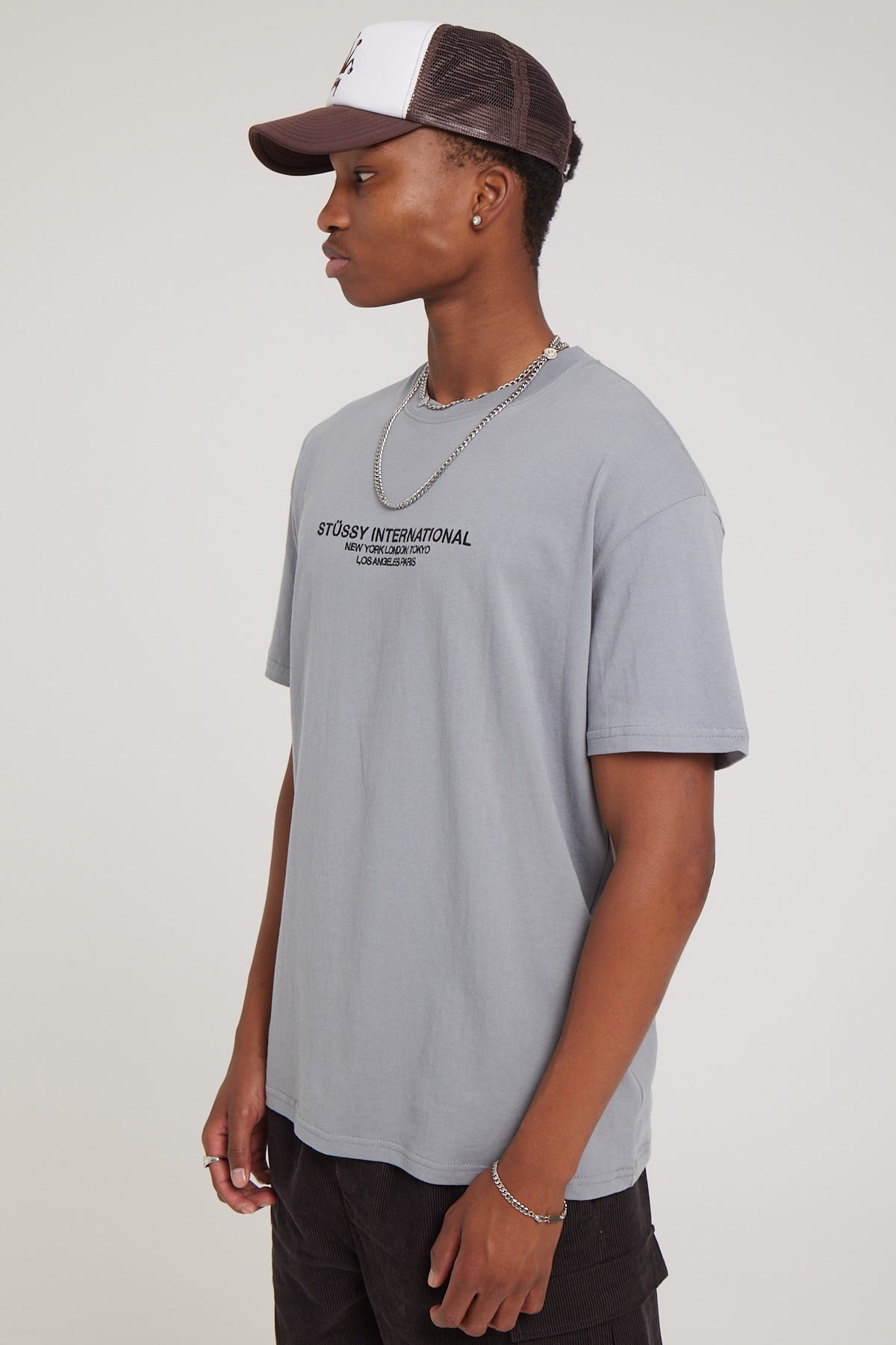 Stussy Cities Embroidered Tee Pigment Dusty Grey
