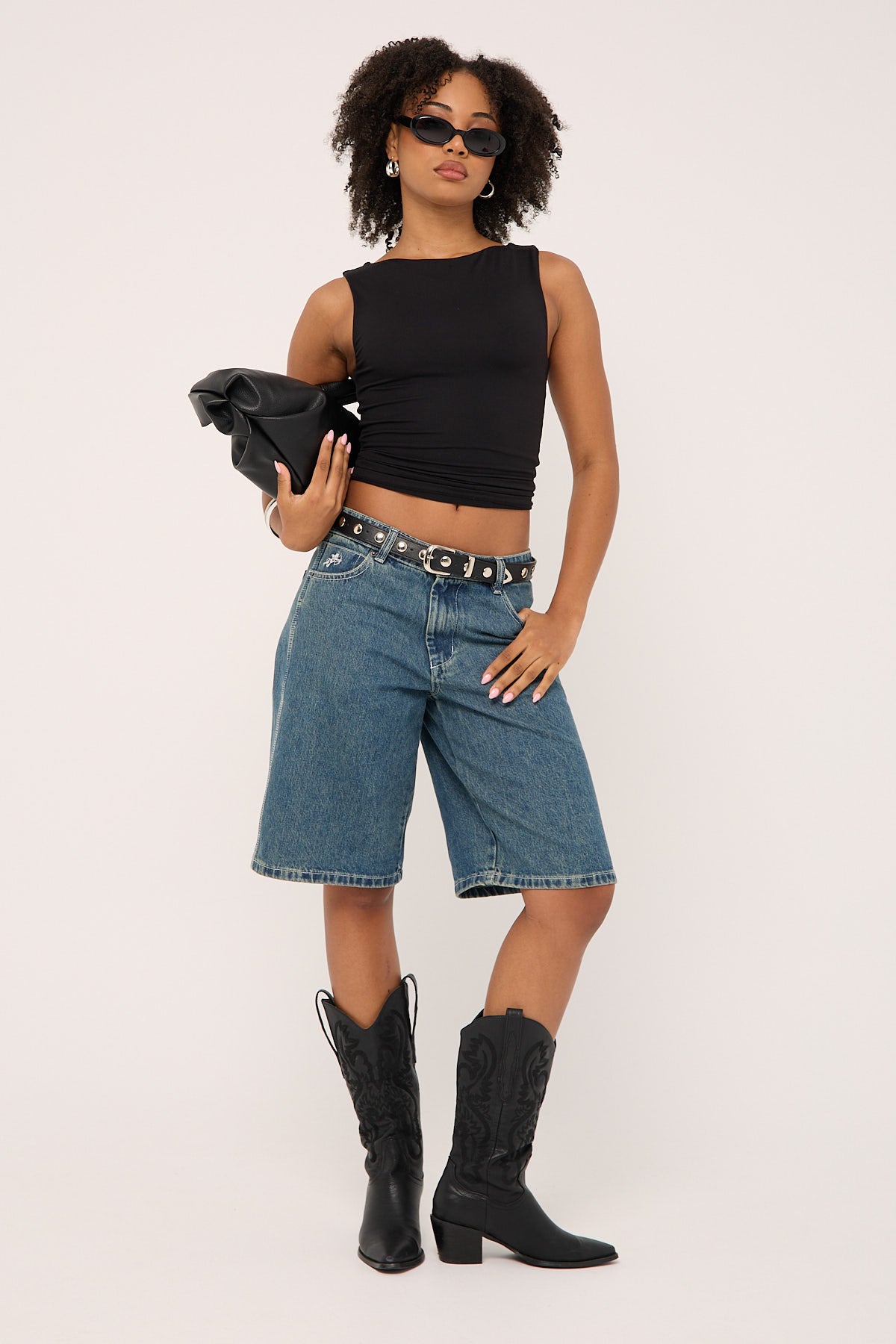 Worship Worship Big Baggy Denim Short Dirty Mid Blue