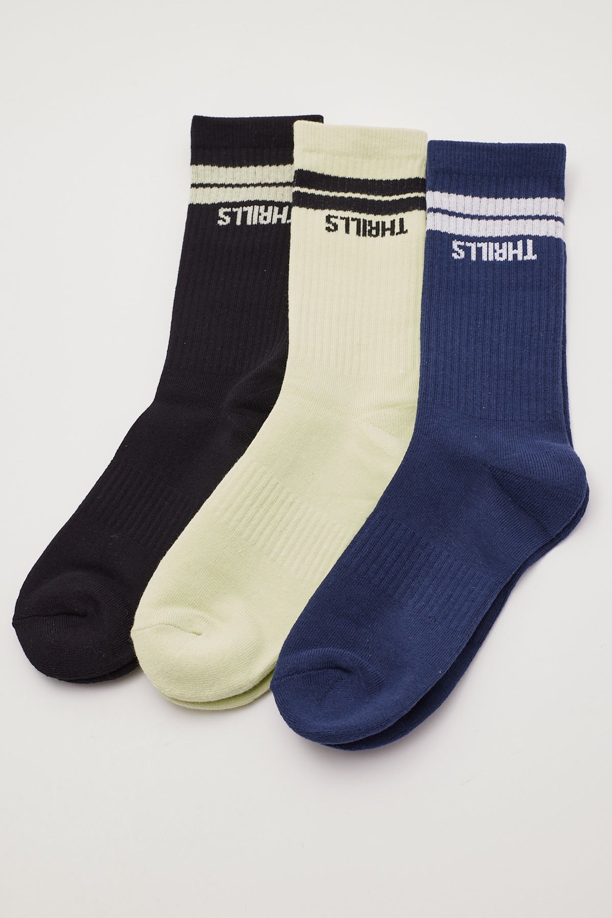 Thrills Minimal Thrills 3 Pack Socks Pistachio/Navy/Black