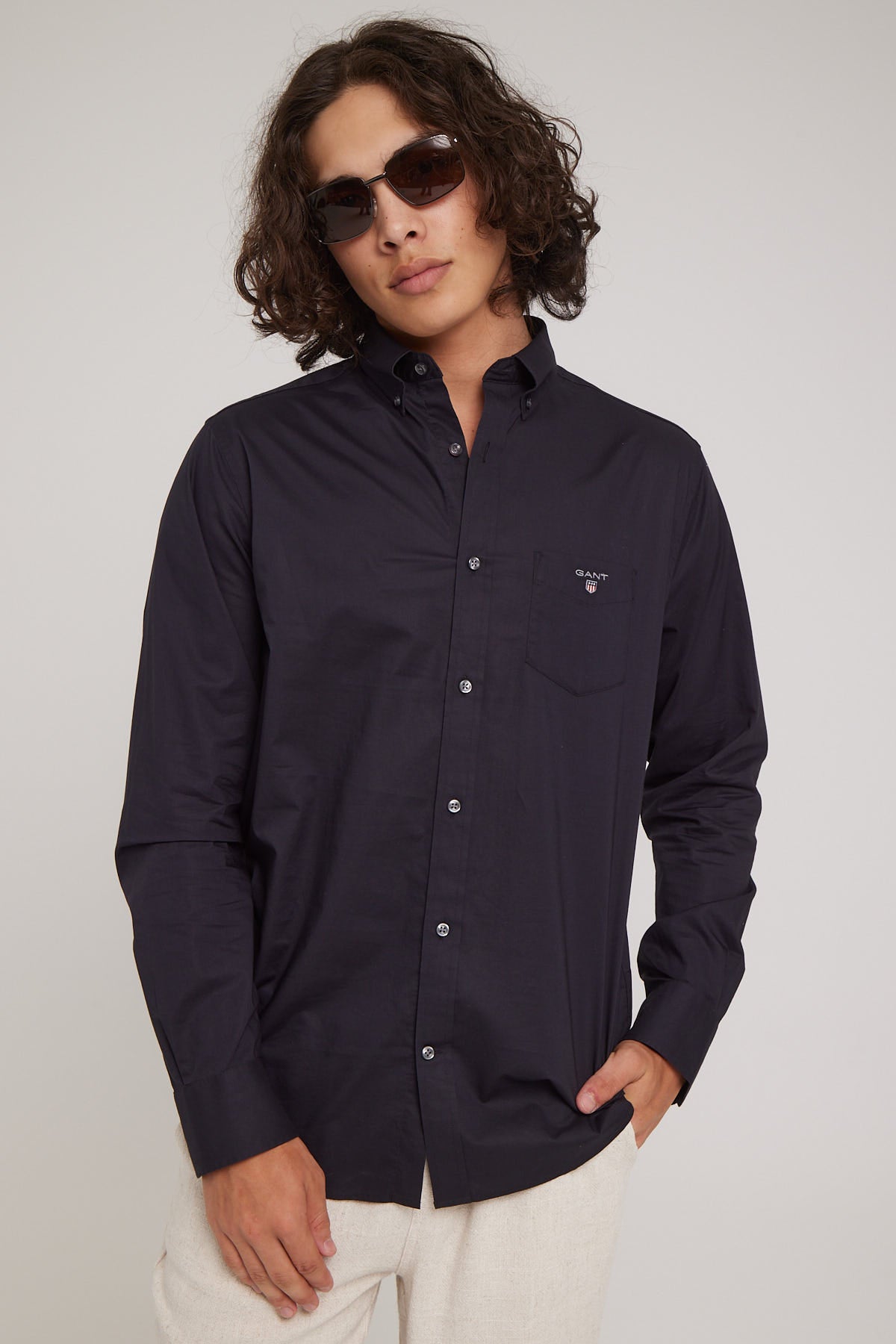 Gant The Broadcloth Button Down Long Sleeve Shirt Black