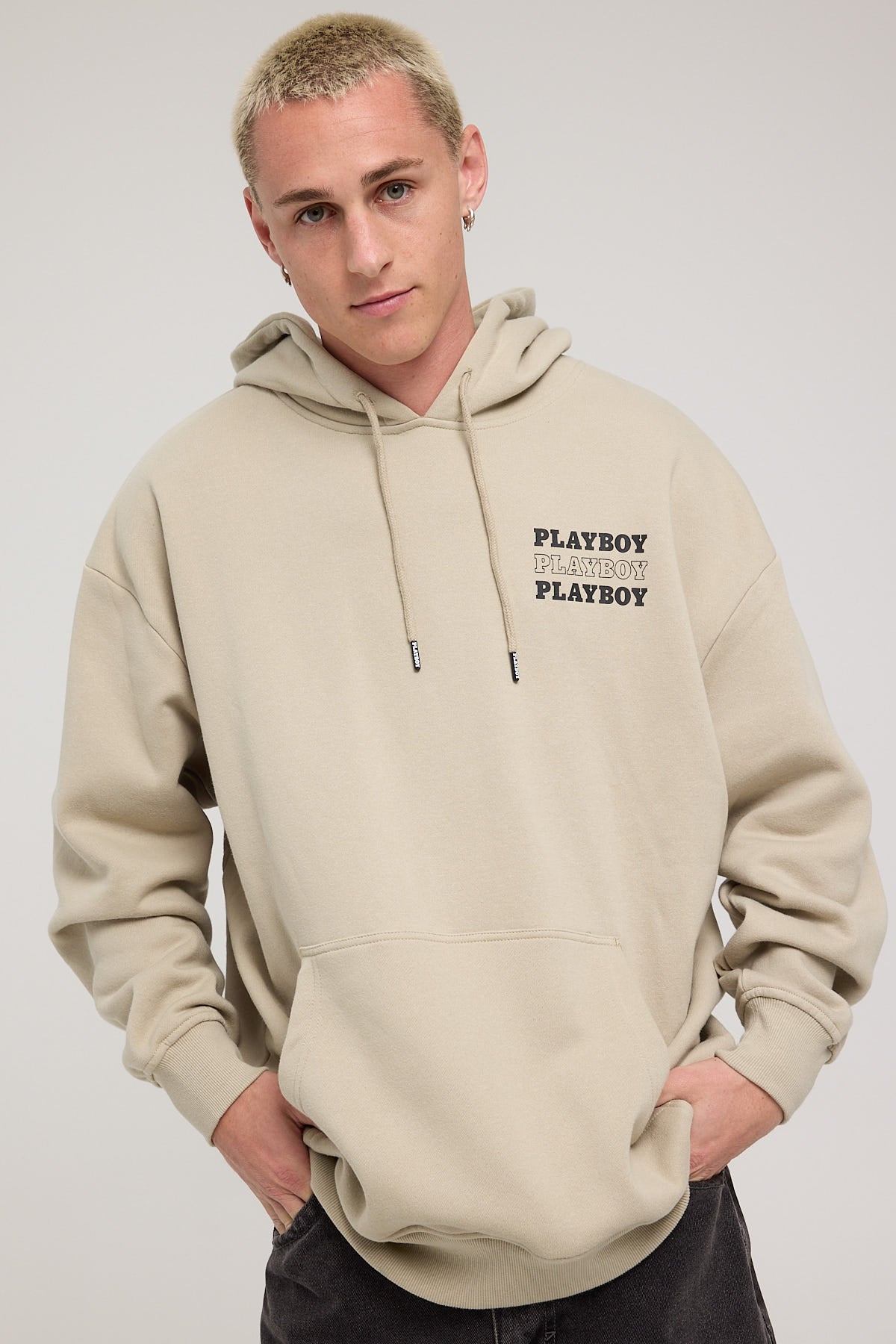 Playboy Bunny Stack Hoodie Grey