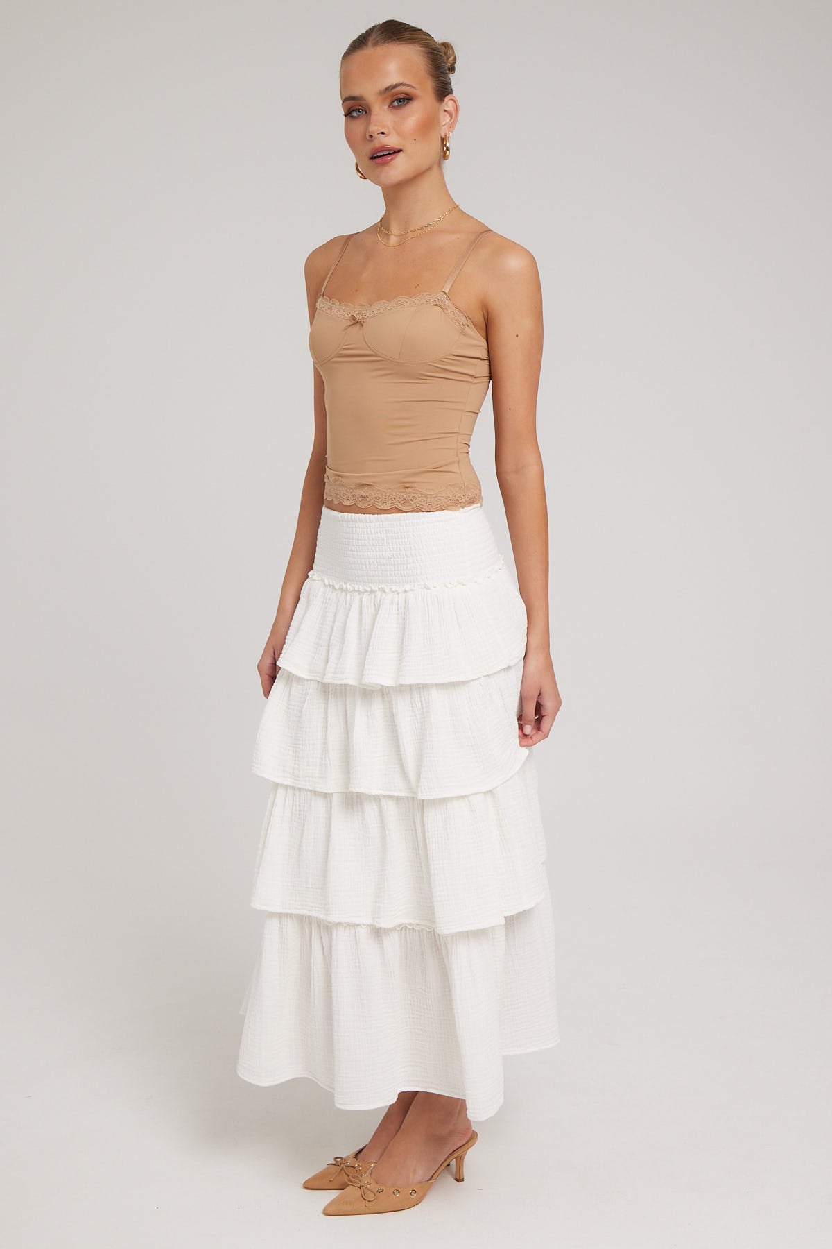 All About Eve Rowie Maxi Skirt Vintage White
