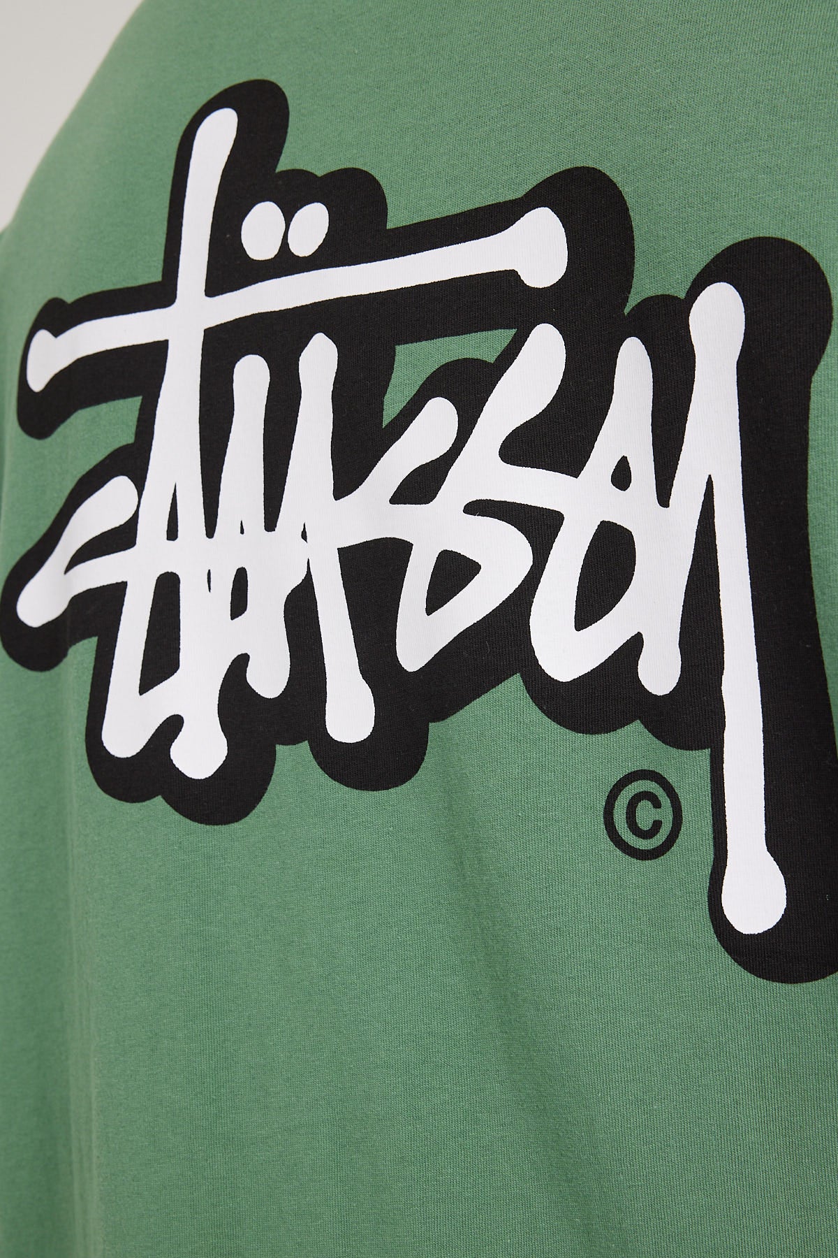 Stussy Solid Offset Graffiti Short Sleeve Tee Green Green