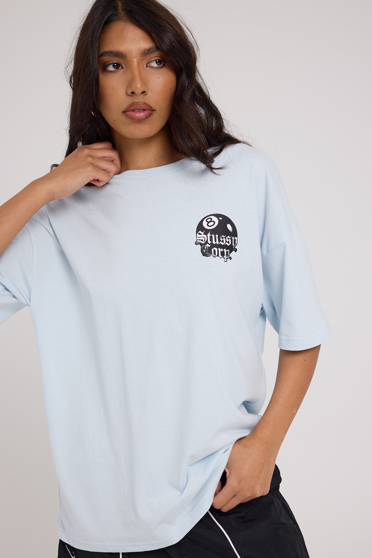 Stussy 8 Ball Corp Relaxed Tee Ice Blue