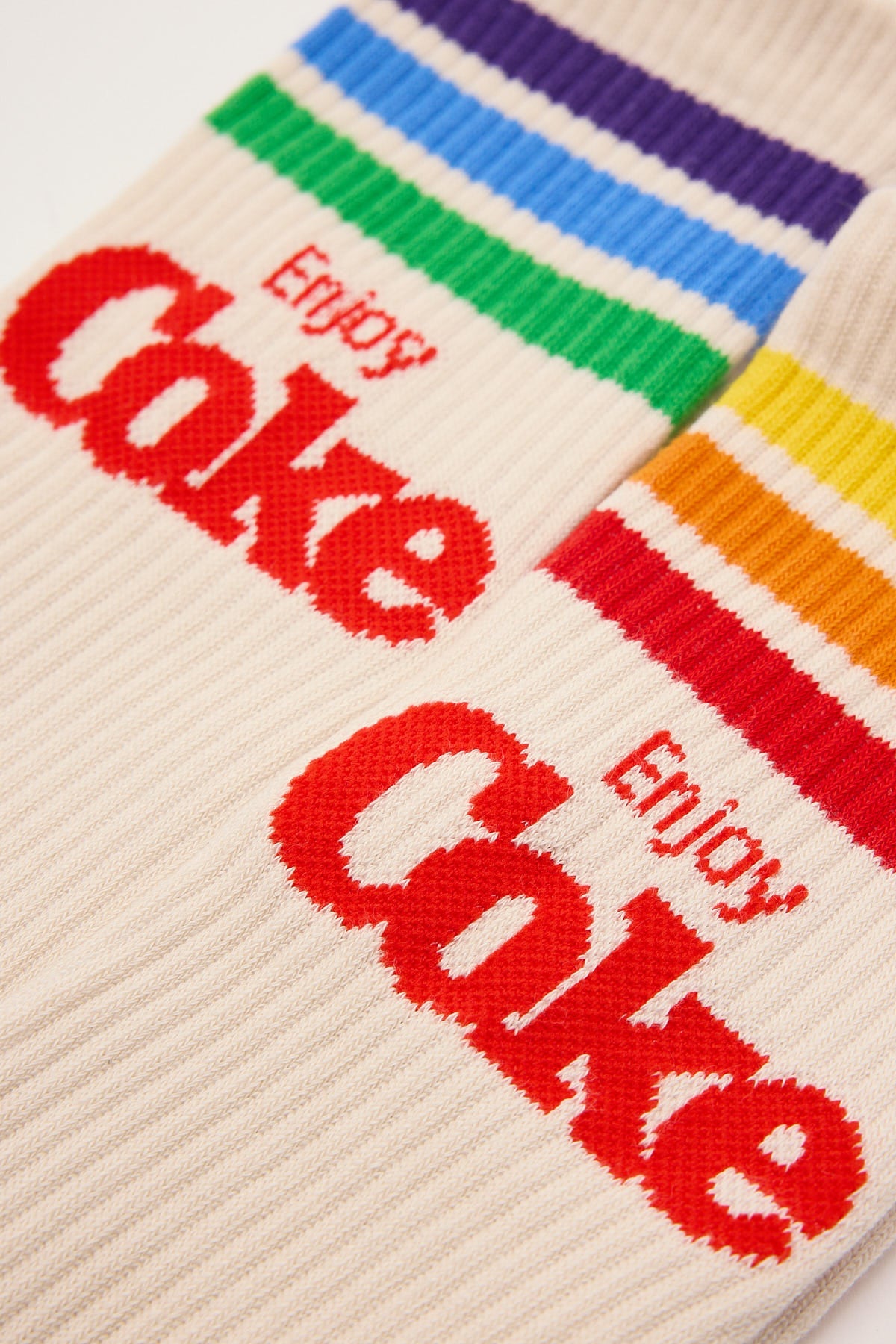 Footies Coke Pride Stripes 2pk Sock Cream