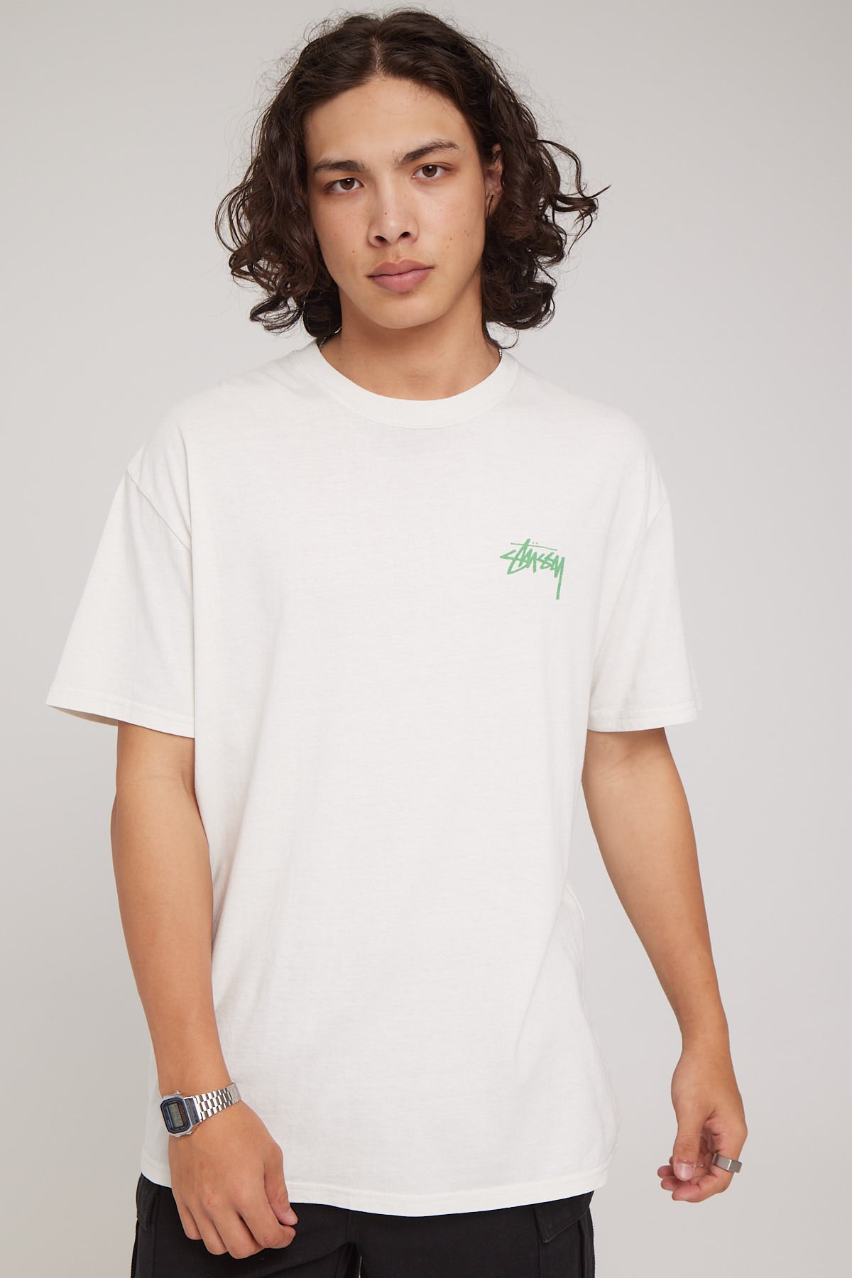 Stussy Rabbit Hole SS Tee Pigment Washed White Pigment Washed White