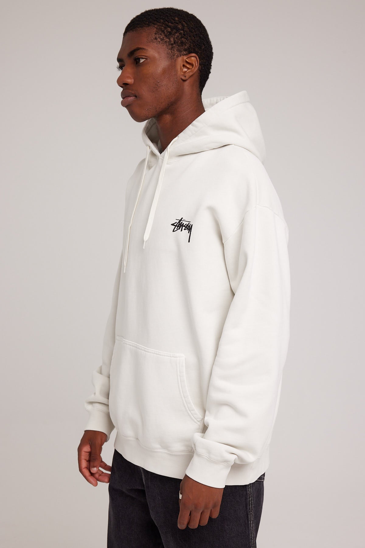 Stussy Fuzzy Dice Fleece Hood Pigment Washed White Pigment Washed White