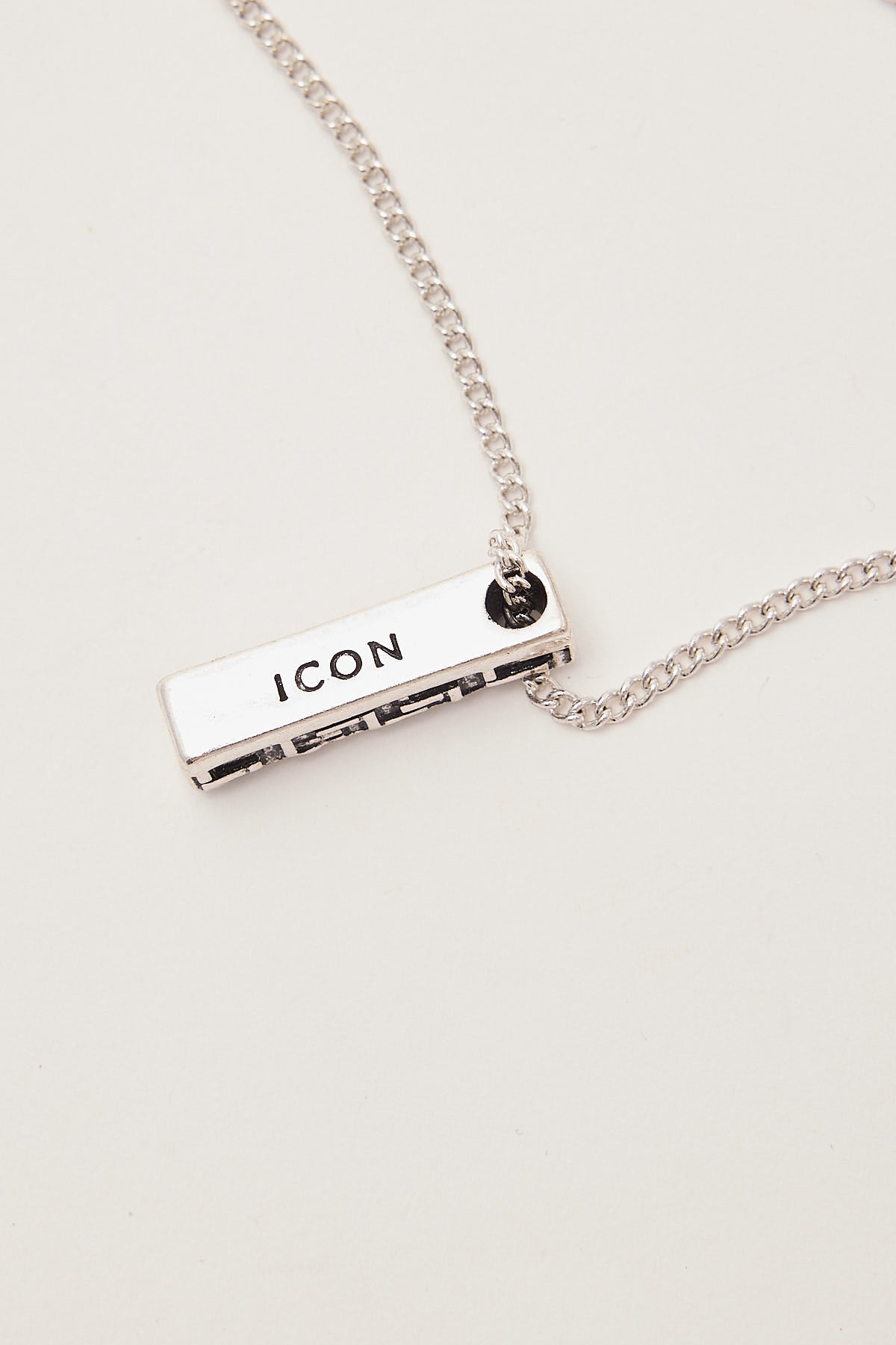 Icon Brand Herringbone Bar Pendant Necklace Silver