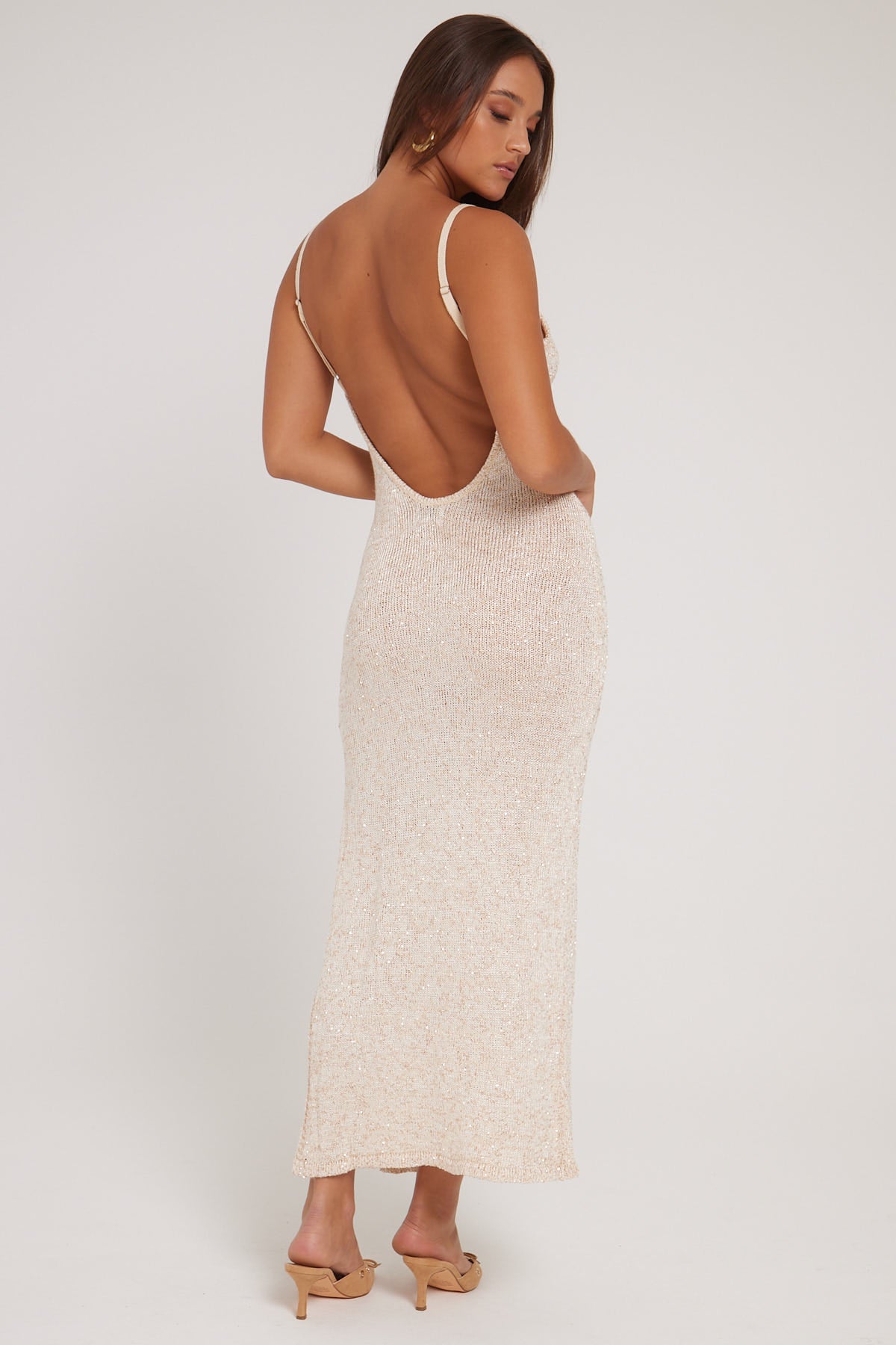 Sndys The Label Azaria Maxi Dress Champagne Shimmer