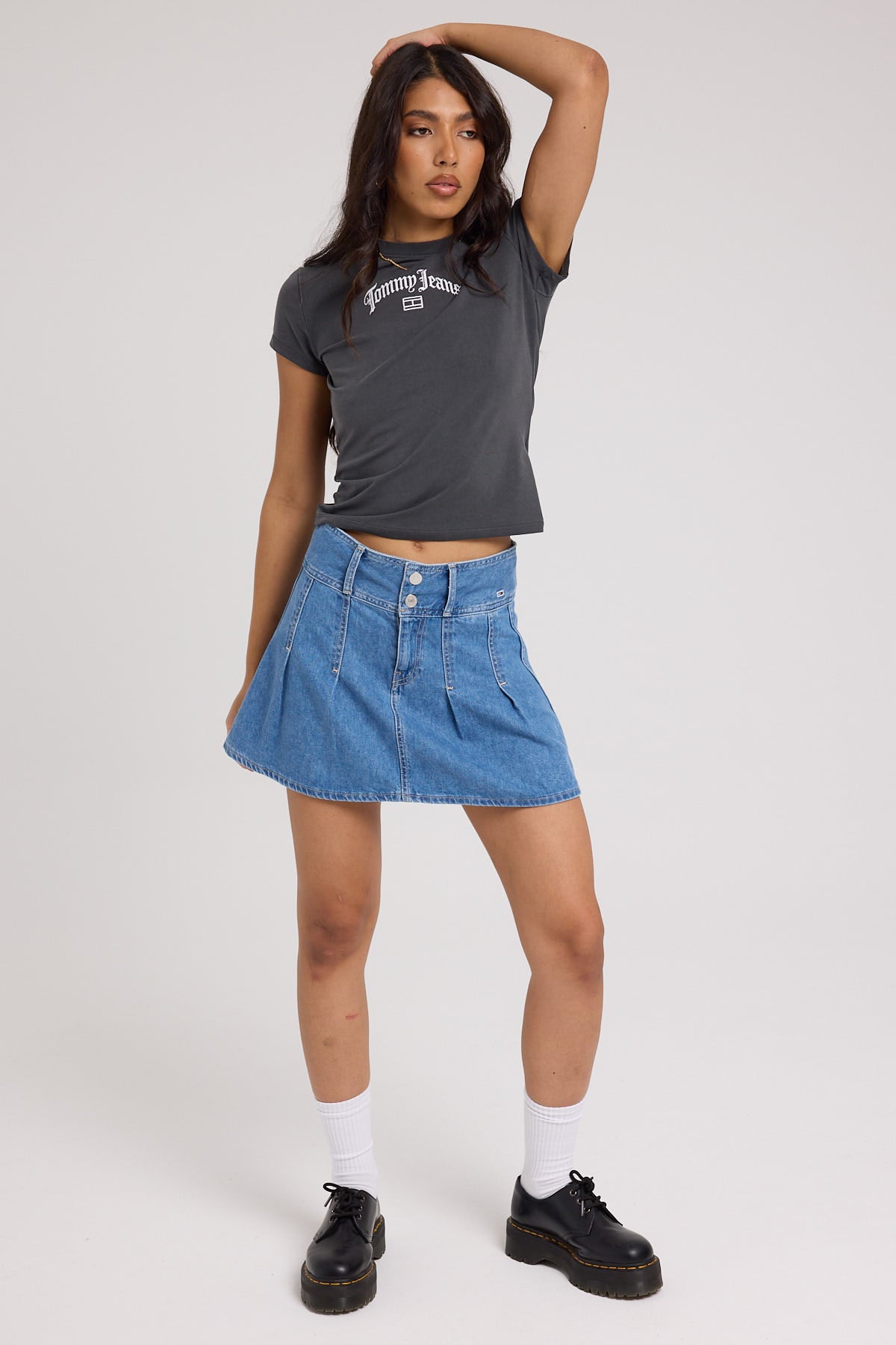 Tommy Jeans Pleated Mini Skirt Blue