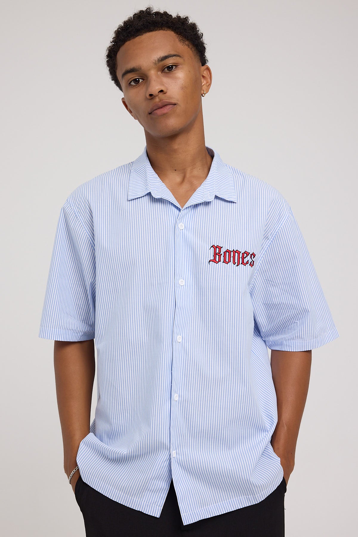 Billy Bones Club Bones Gothic Striped Shirt Blue/White