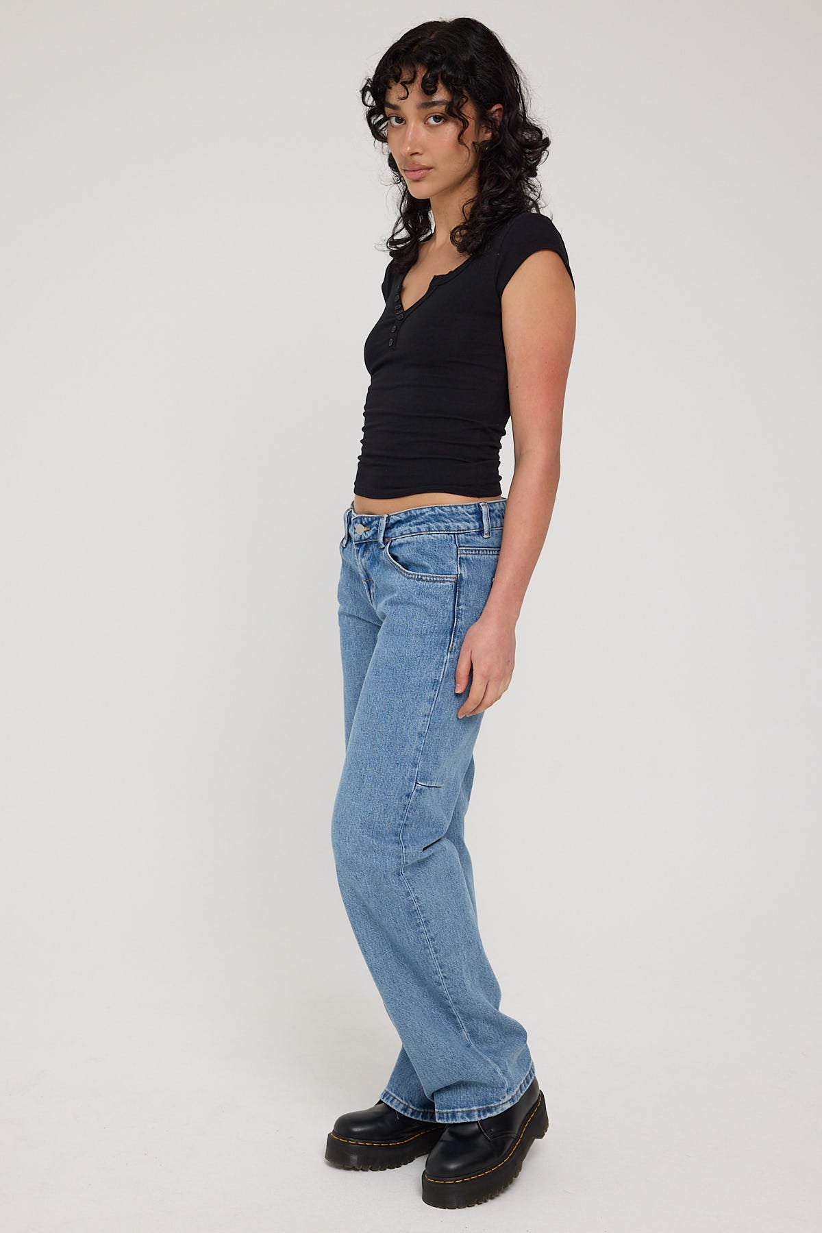 Thrills Saskia Low Straight Jean Vintage Timeworn Blue