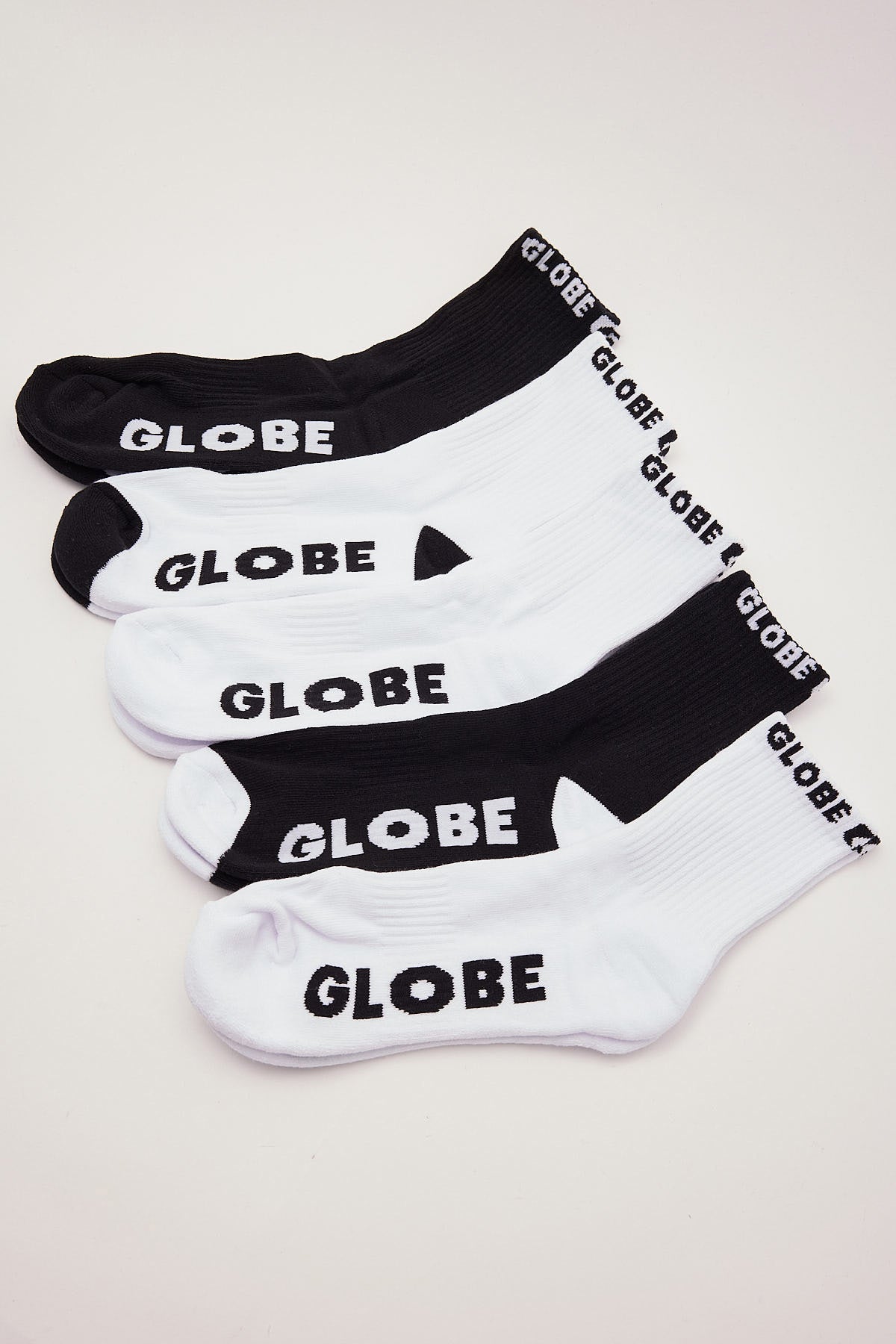 Globe Quater Sock 5pk Black/White