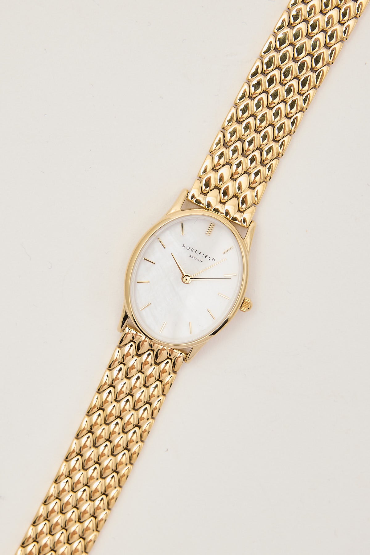 Rosefield Oval Pearl Analogue Watch Gold