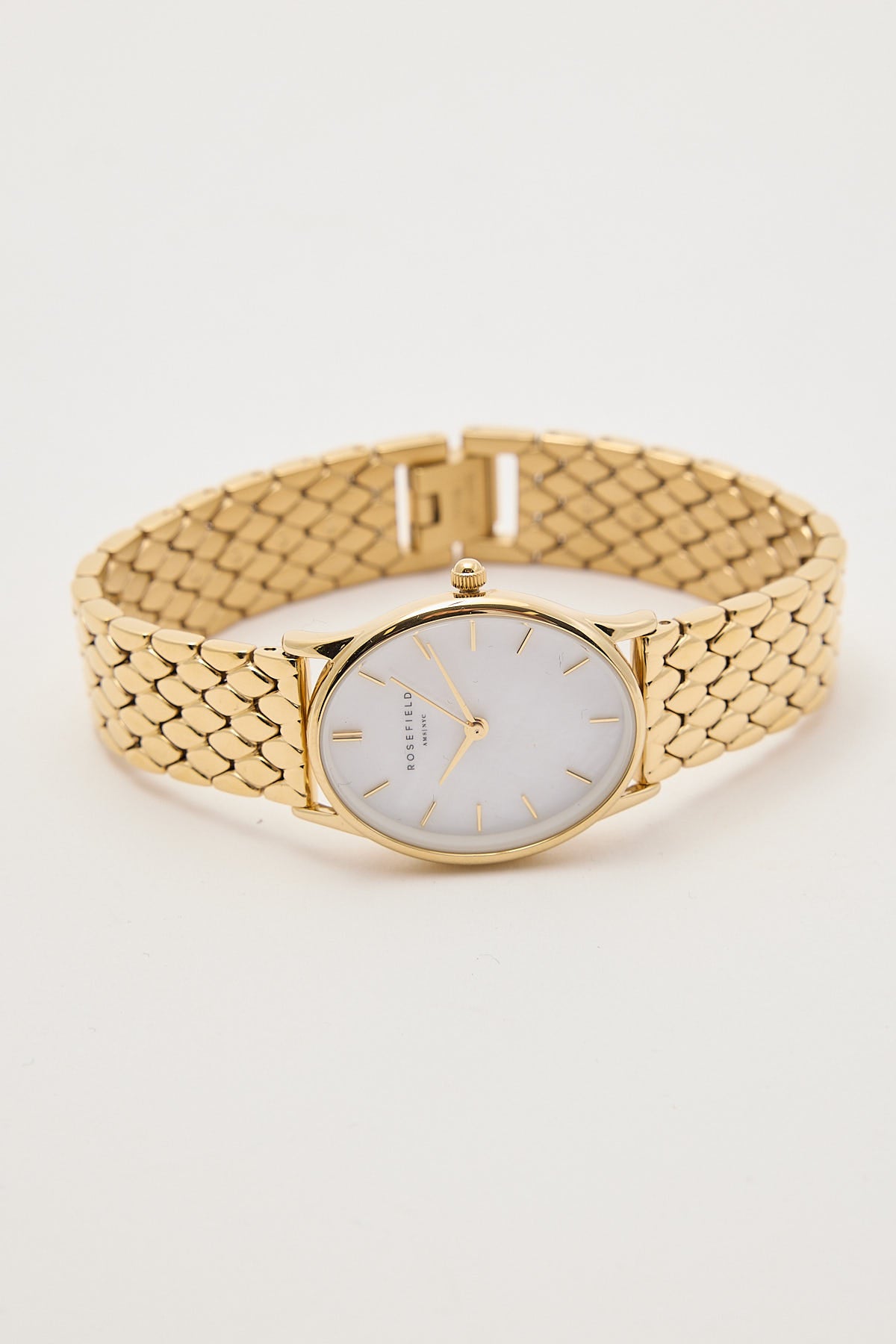 Rosefield Oval Pearl Analogue Watch Gold