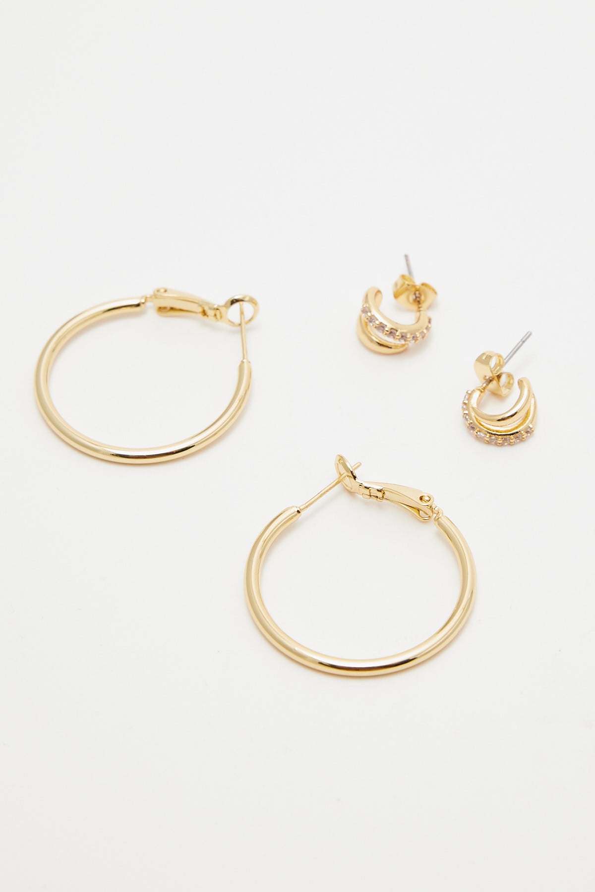 Perfect Stranger Twin Treasure Gold Hoop Earrings 2 Pack 18K Gold Plated