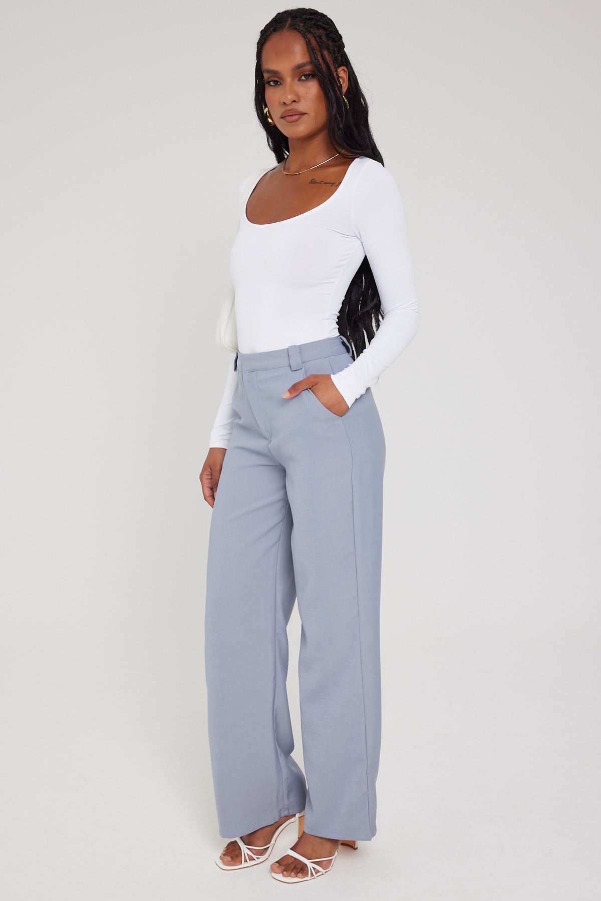 Perfect Stranger Faye High Rise Tailored Pant Slate Blue – Universal Store