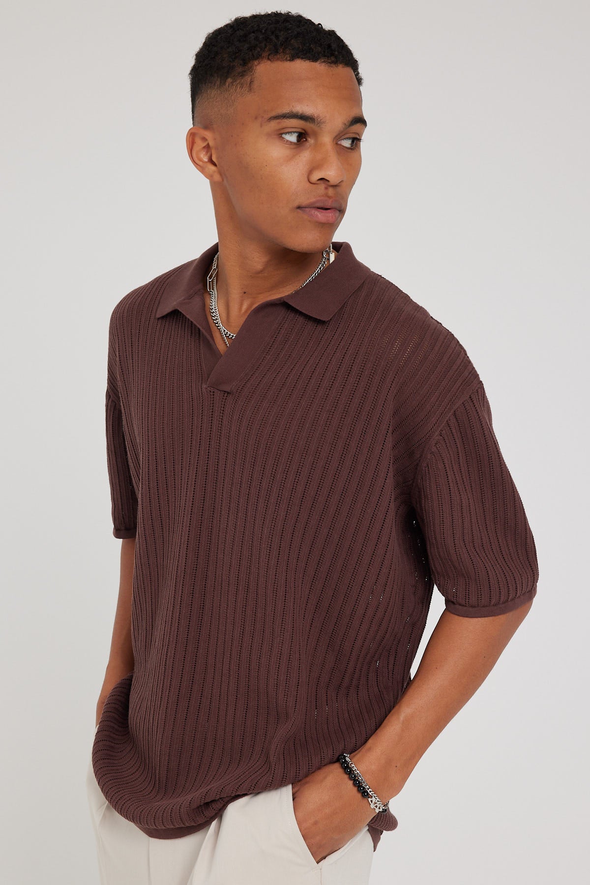 Common Need Bruno Knitted Polo Dark Brown