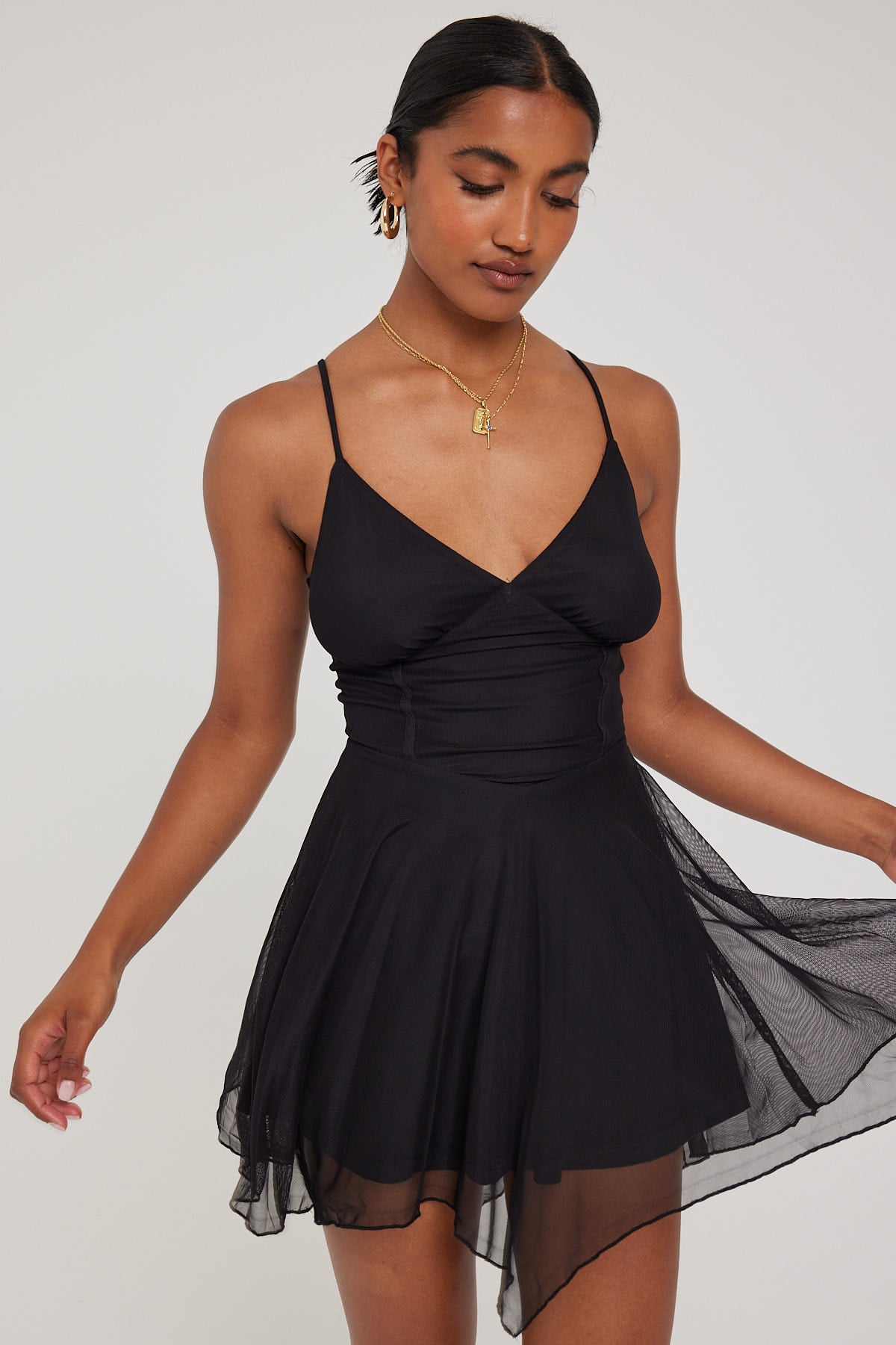 Luck & Trouble Doll Asymetric Mesh Mini Dress Black – Universal Store
