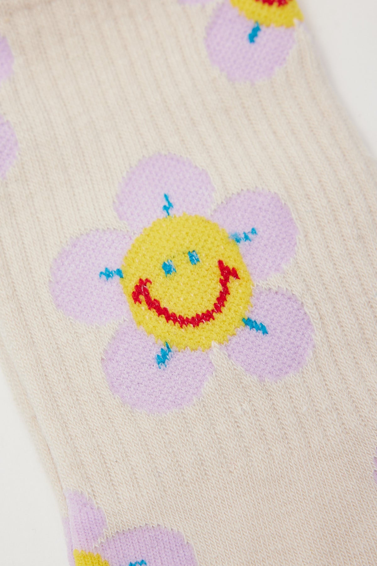 Token Flower Smiley Sock White